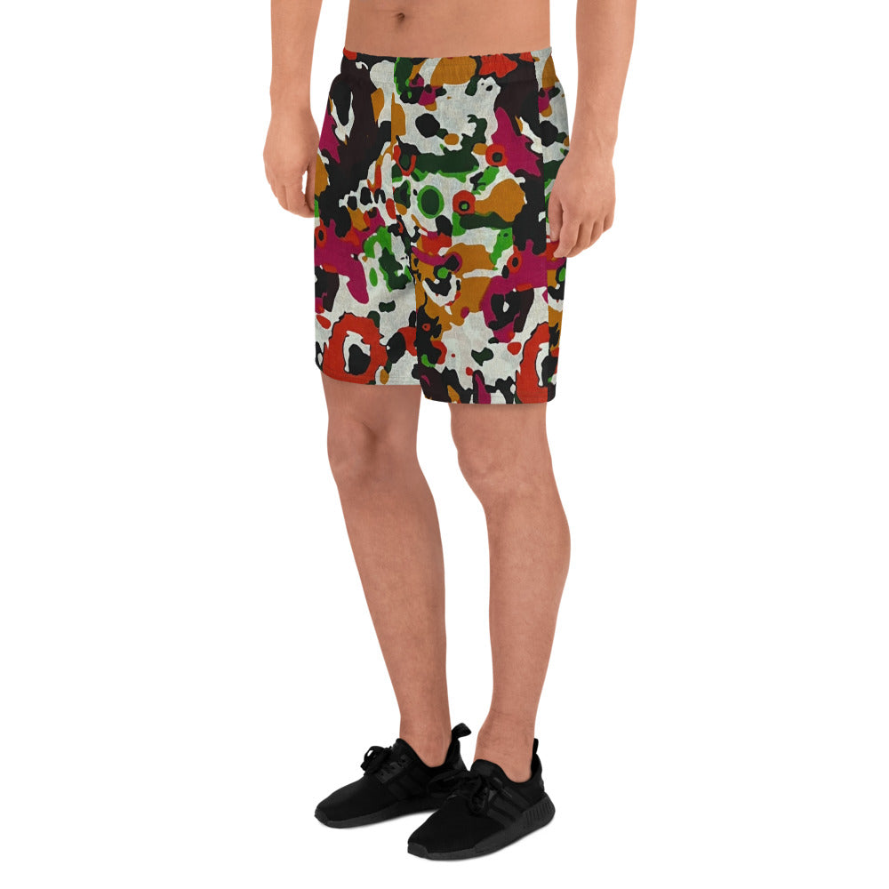 Multicolour Paint Ankara Men's Recycled Athletic Shorts