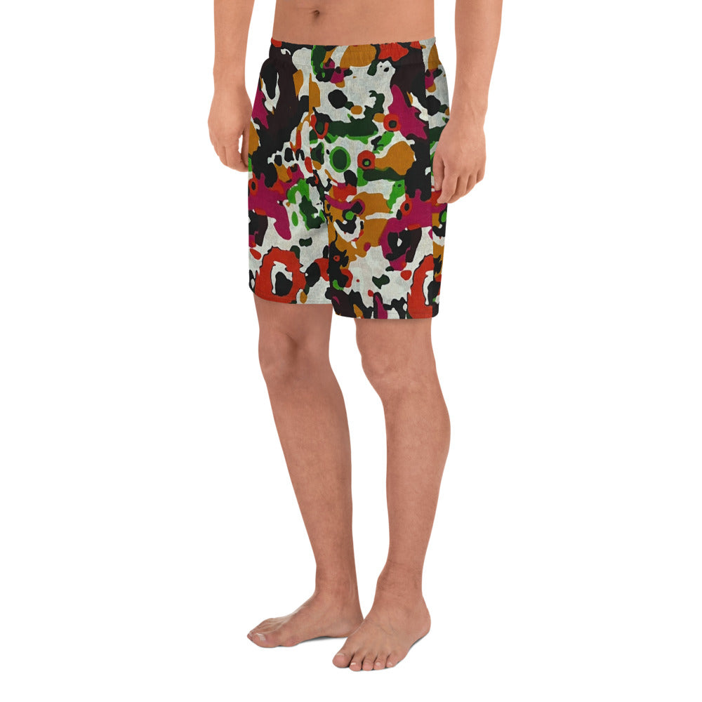 Multicolour Paint Ankara Men's Recycled Athletic Shorts