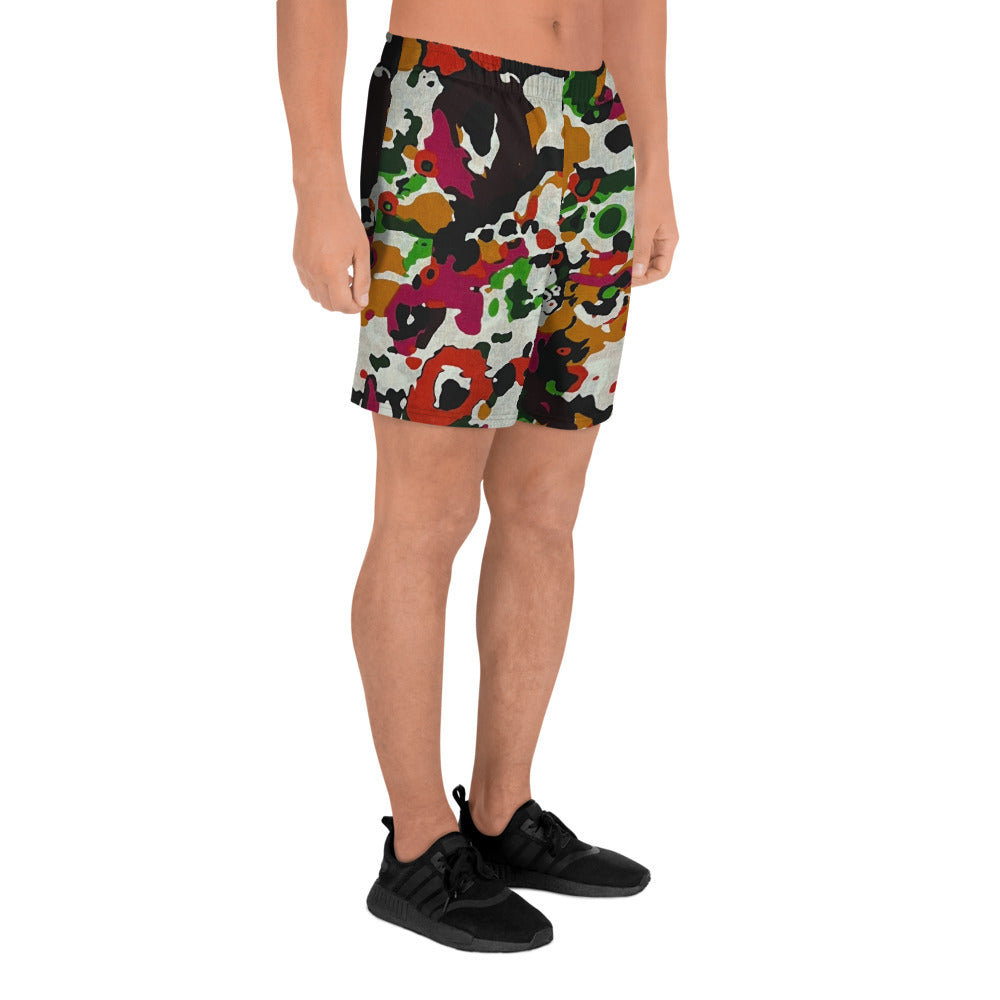 Multicolour Paint Ankara Men's Recycled Athletic Shorts