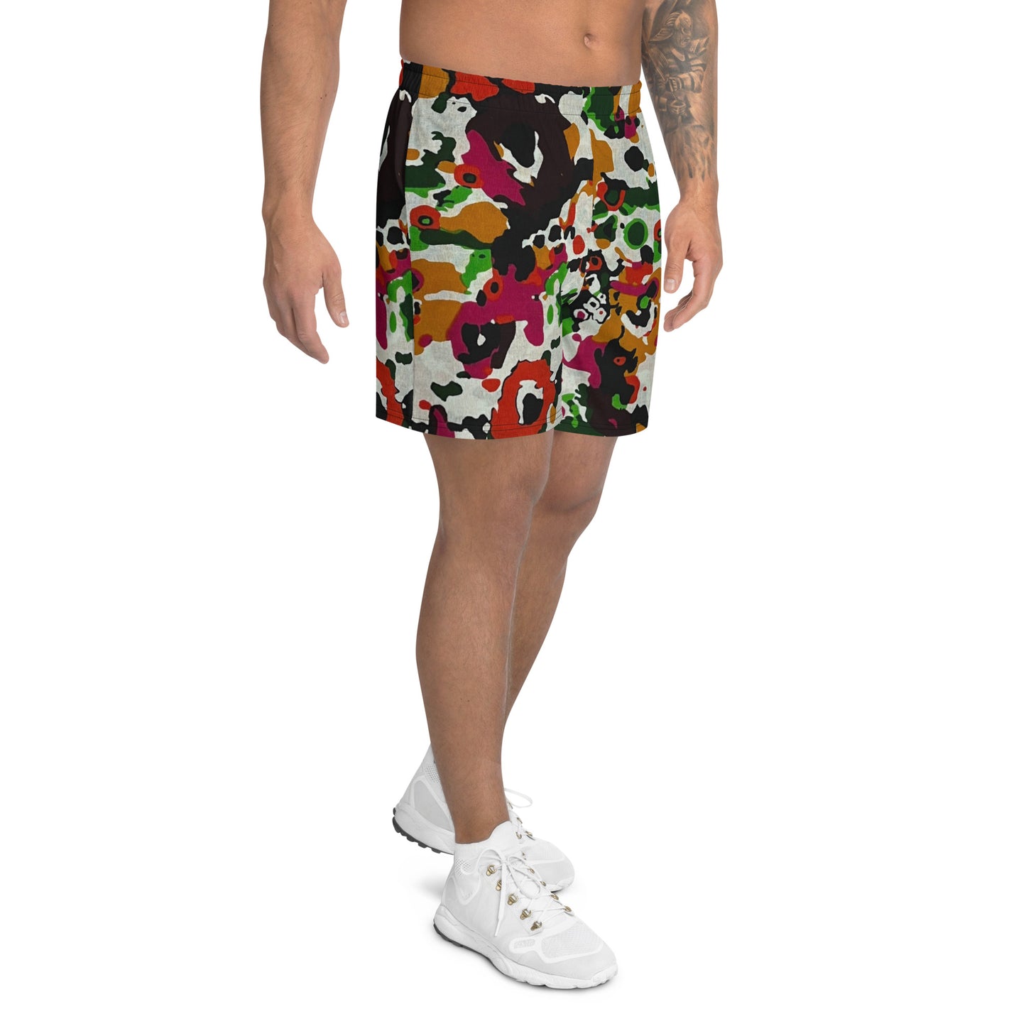 Multicolour Paint Ankara Men's Recycled Athletic Shorts