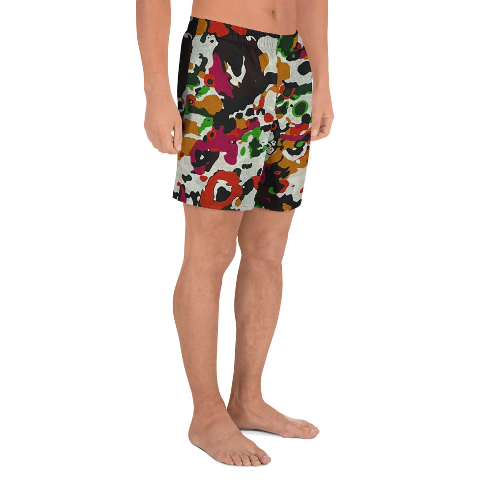 Multicolour Paint Ankara Men's Recycled Athletic Shorts