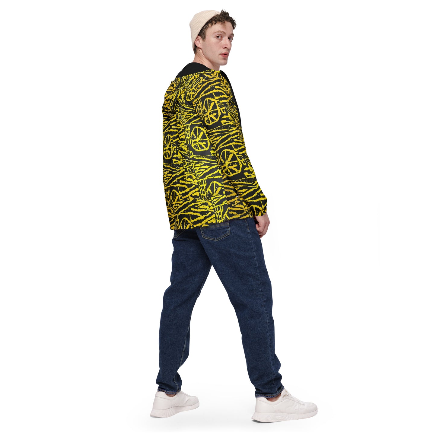 Yellow On Black Men’s Windbreaker