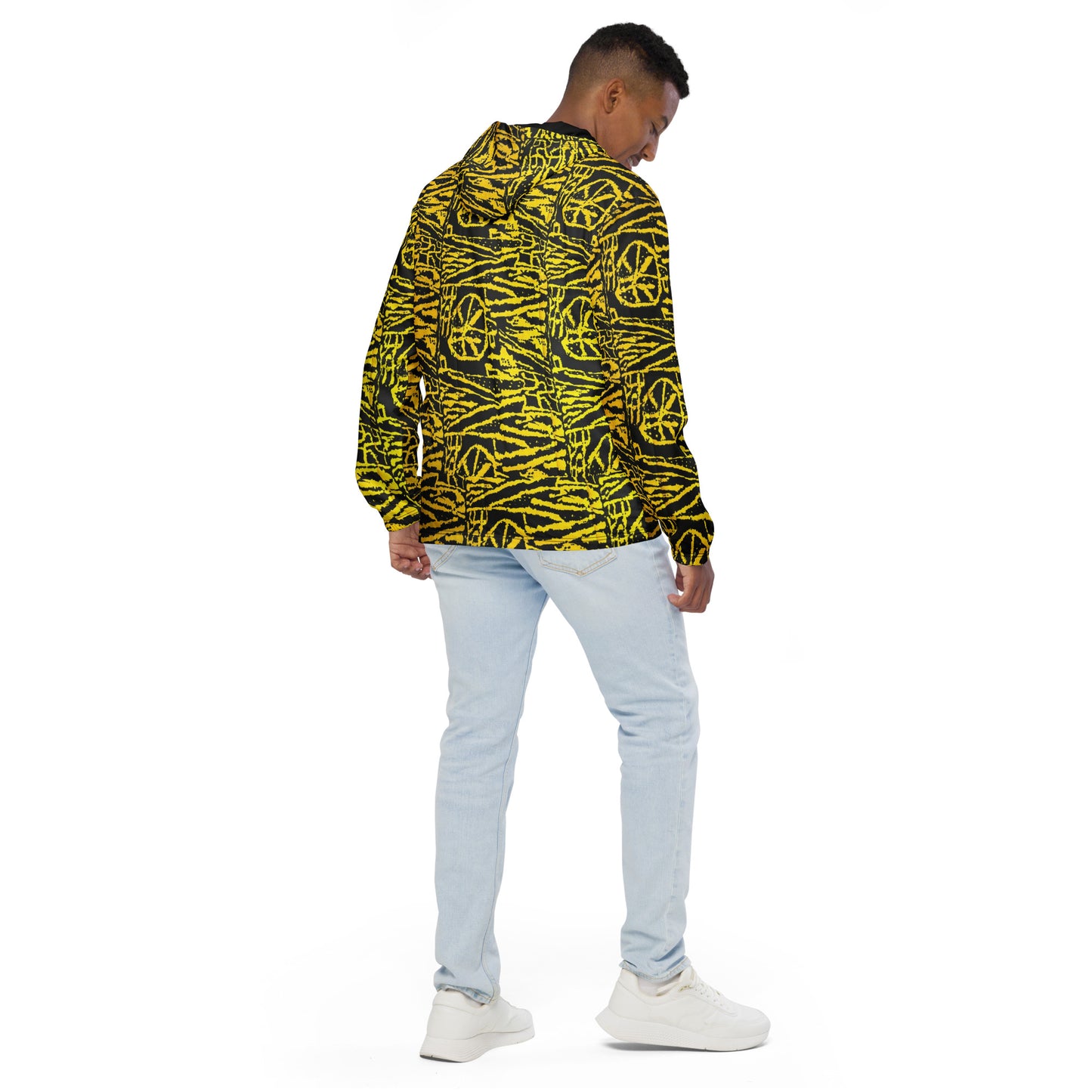 Yellow On Black Men’s Windbreaker