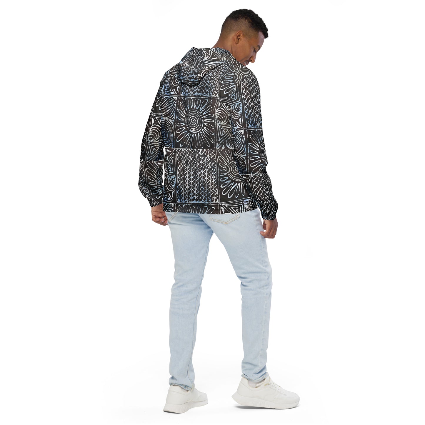 Cyan Print Men’s Windbreaker