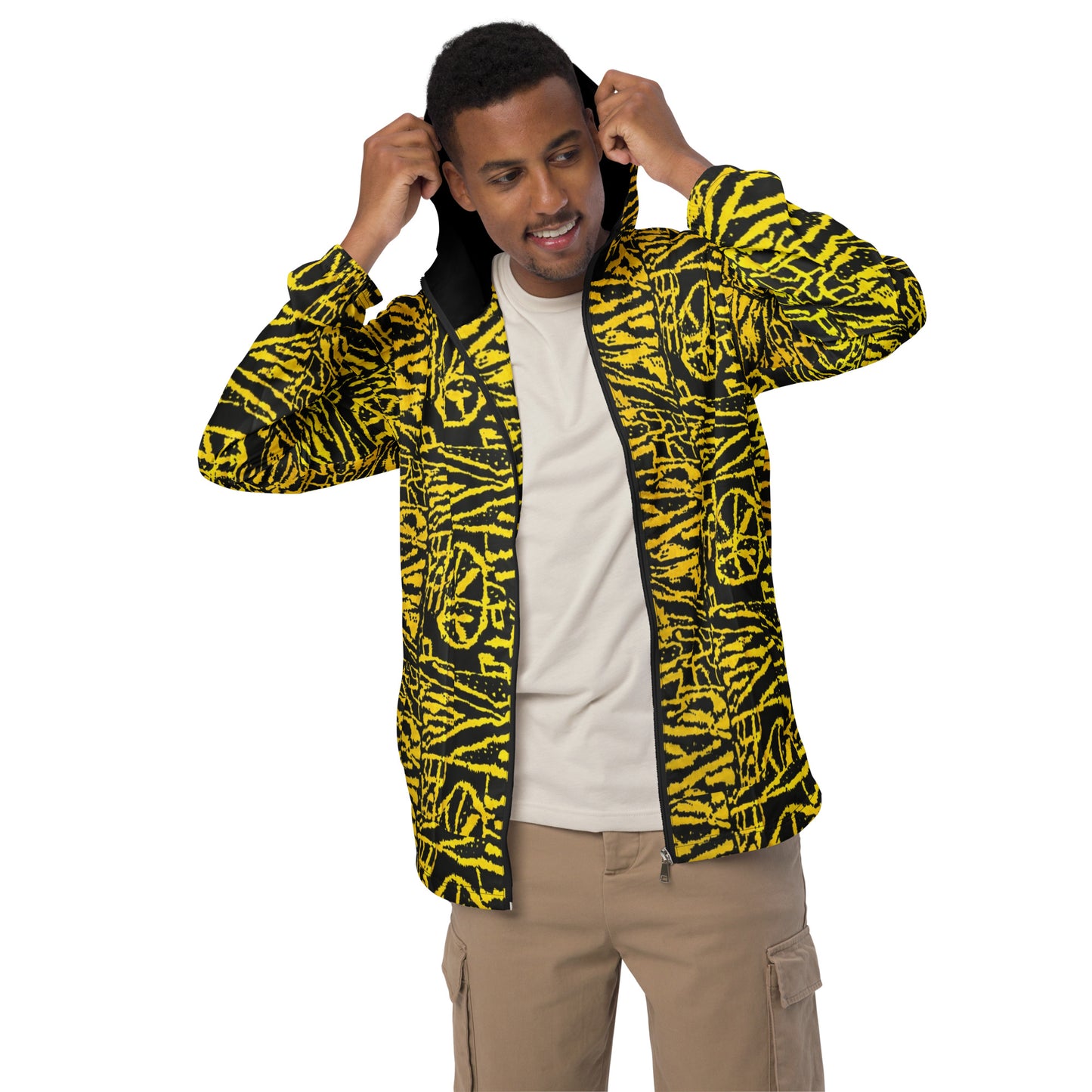 Yellow On Black Men’s Windbreaker