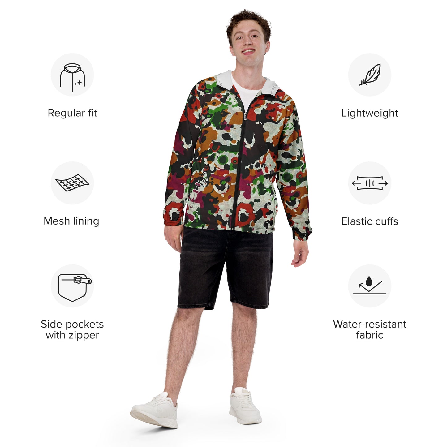 Multicolour Paint Ankara Men’s Windbreaker