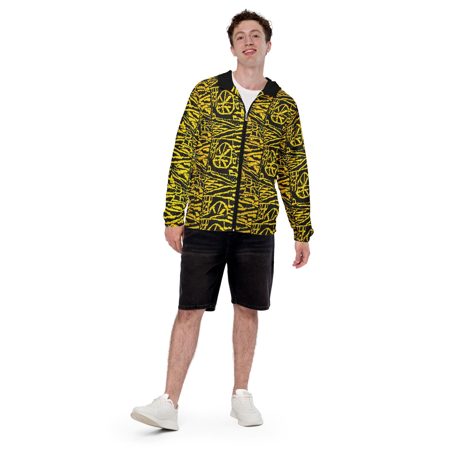 Yellow On Black Men’s Windbreaker