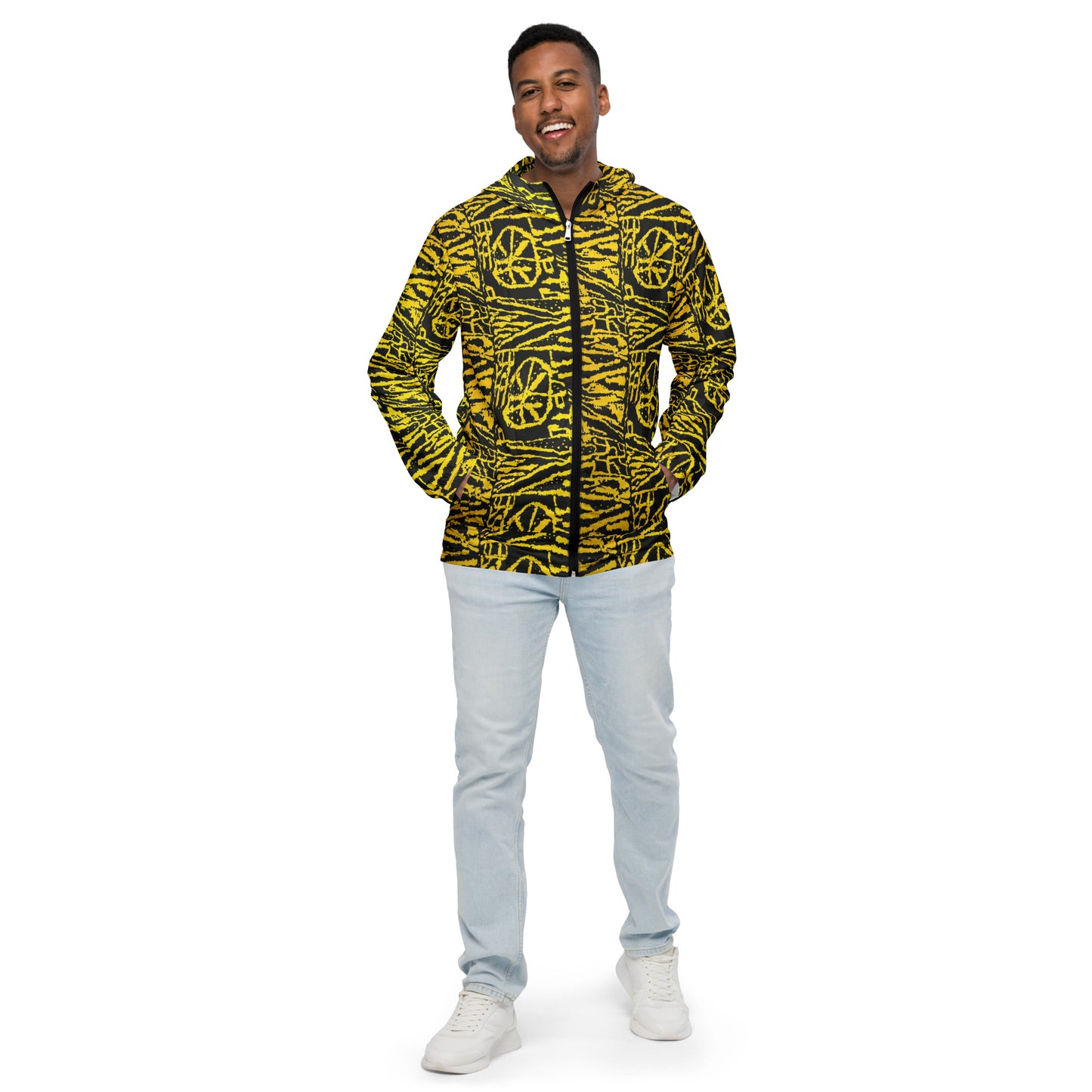 Yellow On Black Men’s Windbreaker