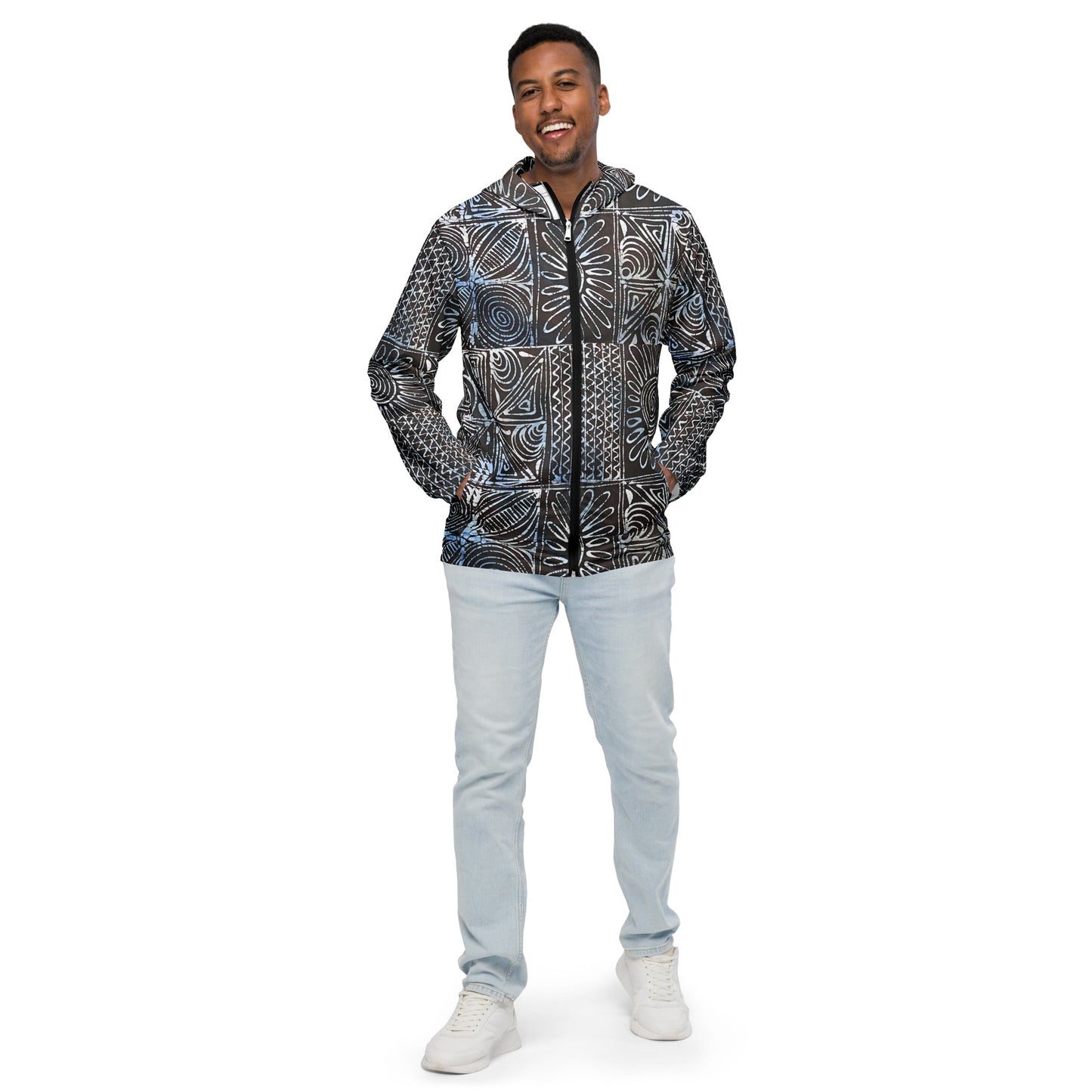 Cyan Print Men’s Windbreaker