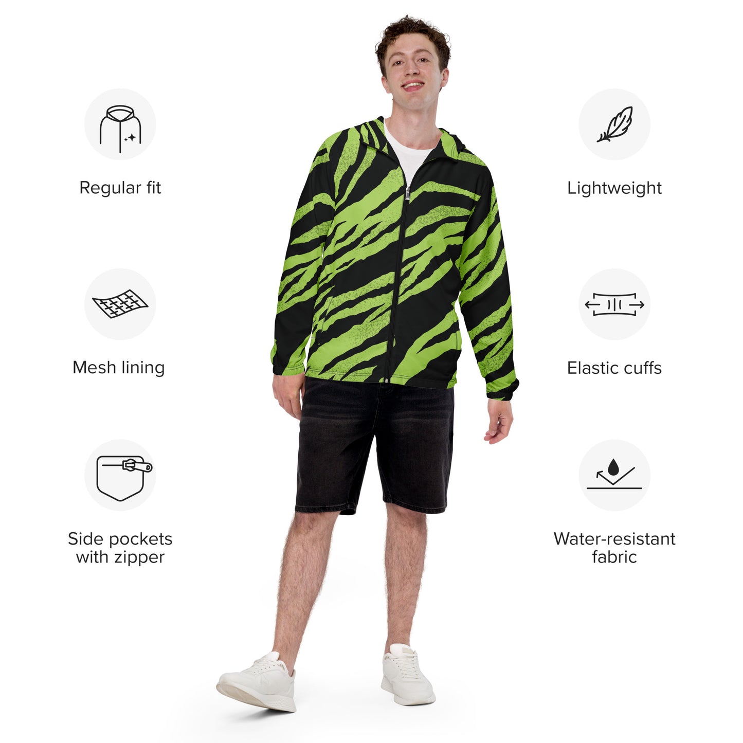 Green Tiger Men’s Windbreaker