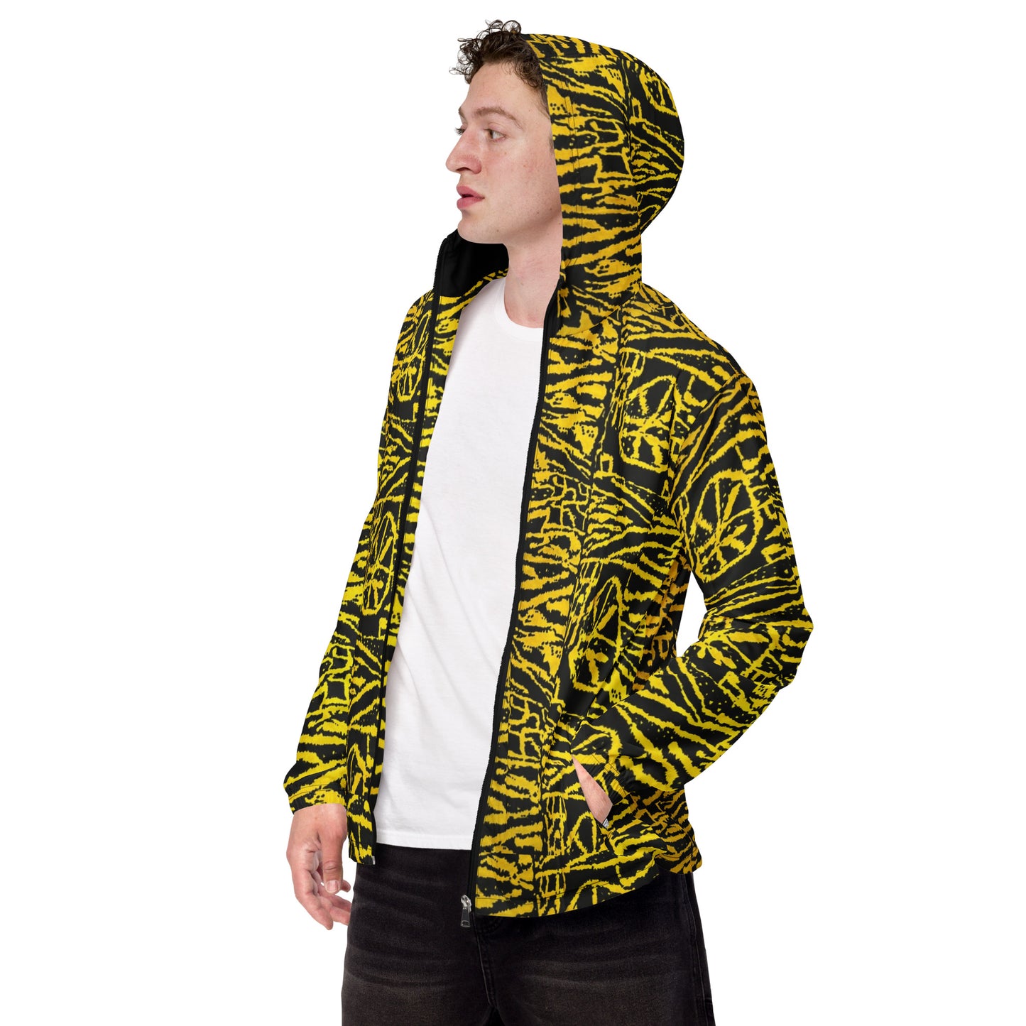 Yellow On Black Men’s Windbreaker