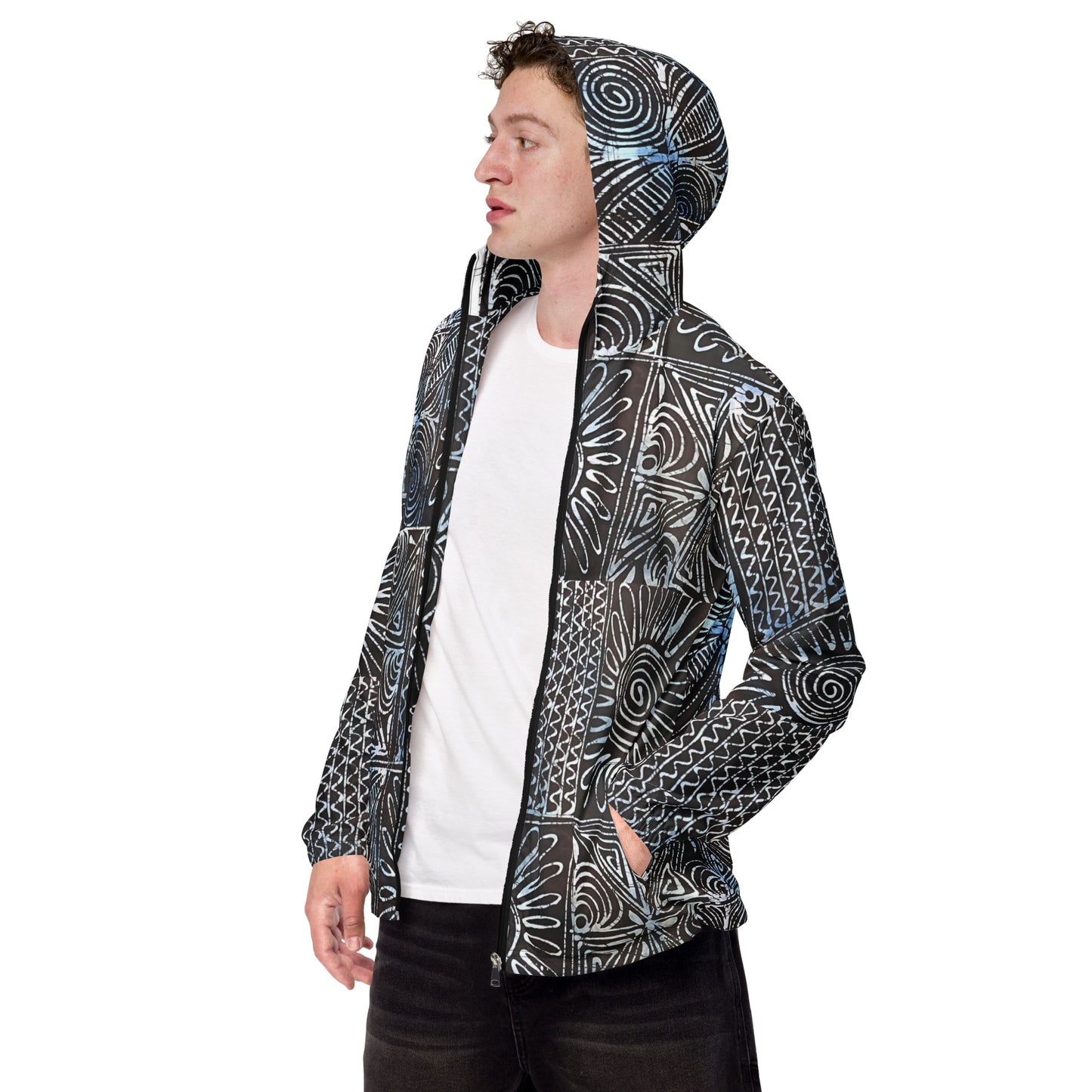 Cyan Print Men’s Windbreaker