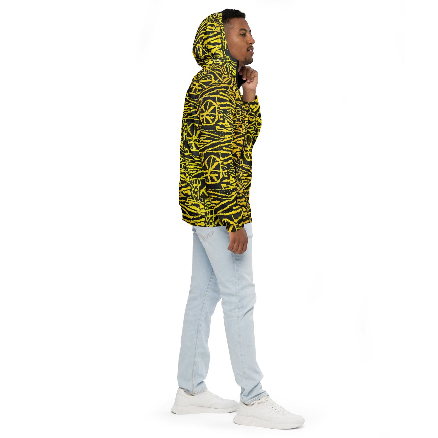 Yellow On Black Men’s Windbreaker