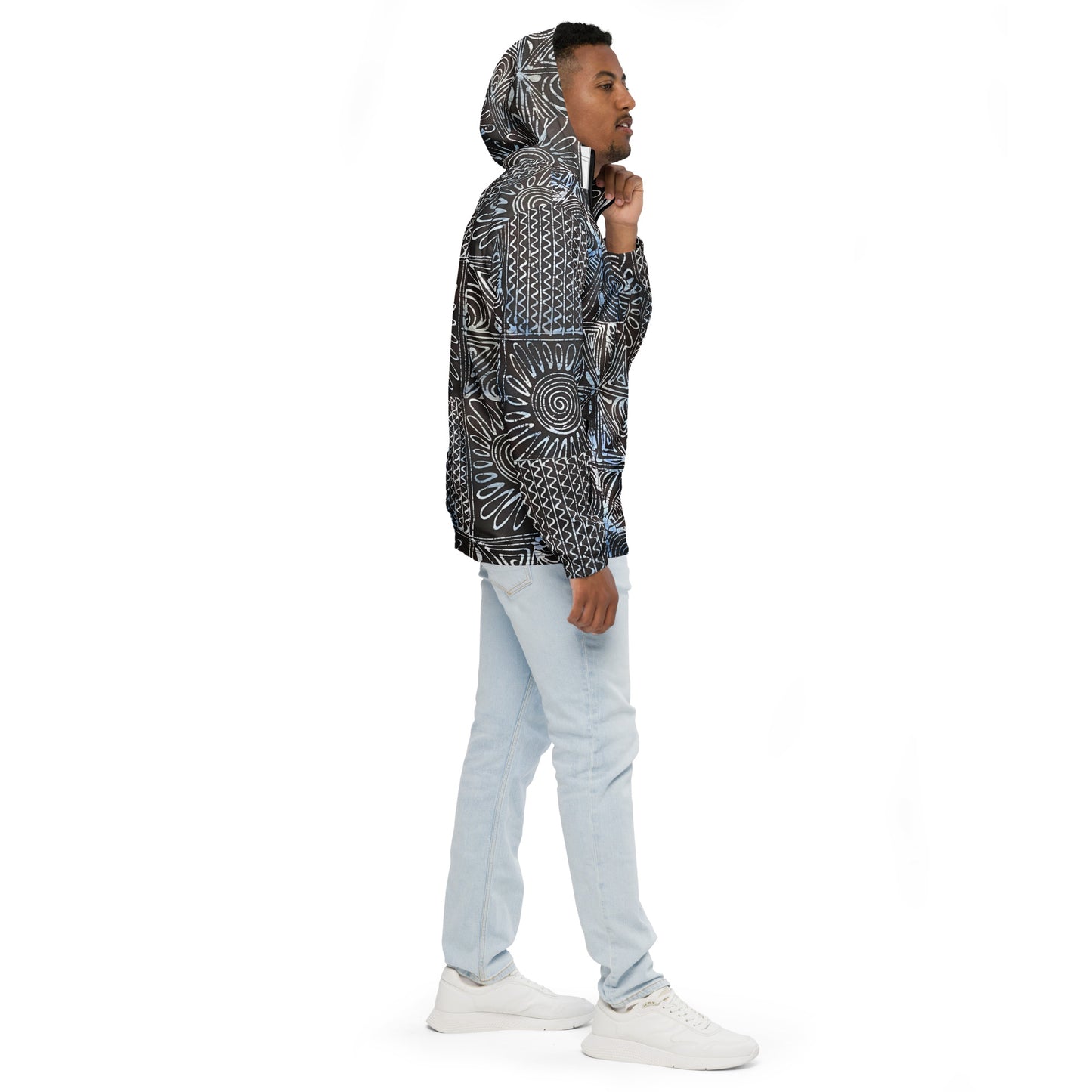 Cyan Print Men’s Windbreaker