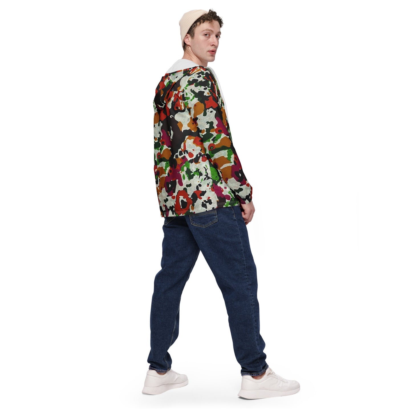 Multicolour Paint Ankara Men’s Windbreaker