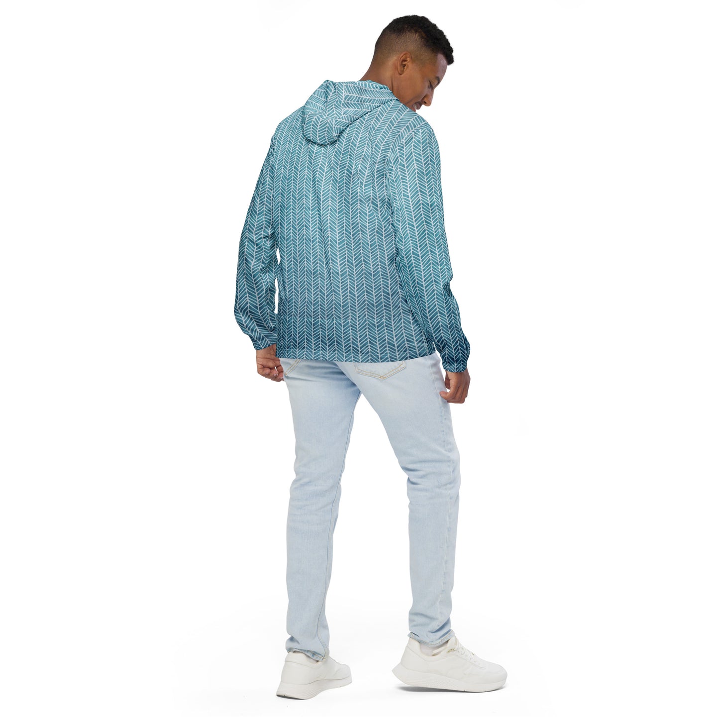 Aqua Chevron Men’s Windbreaker