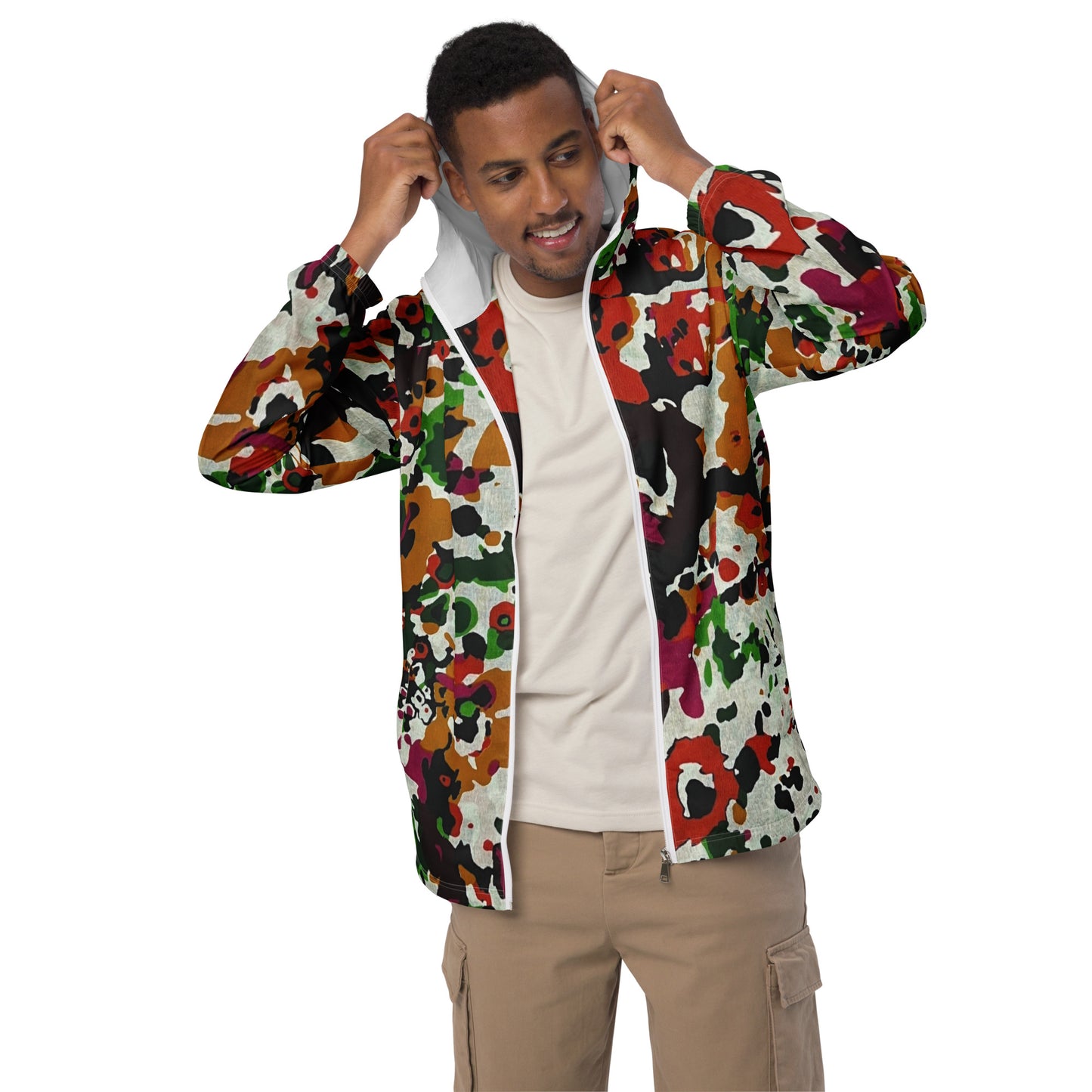 Multicolour Paint Ankara Men’s Windbreaker