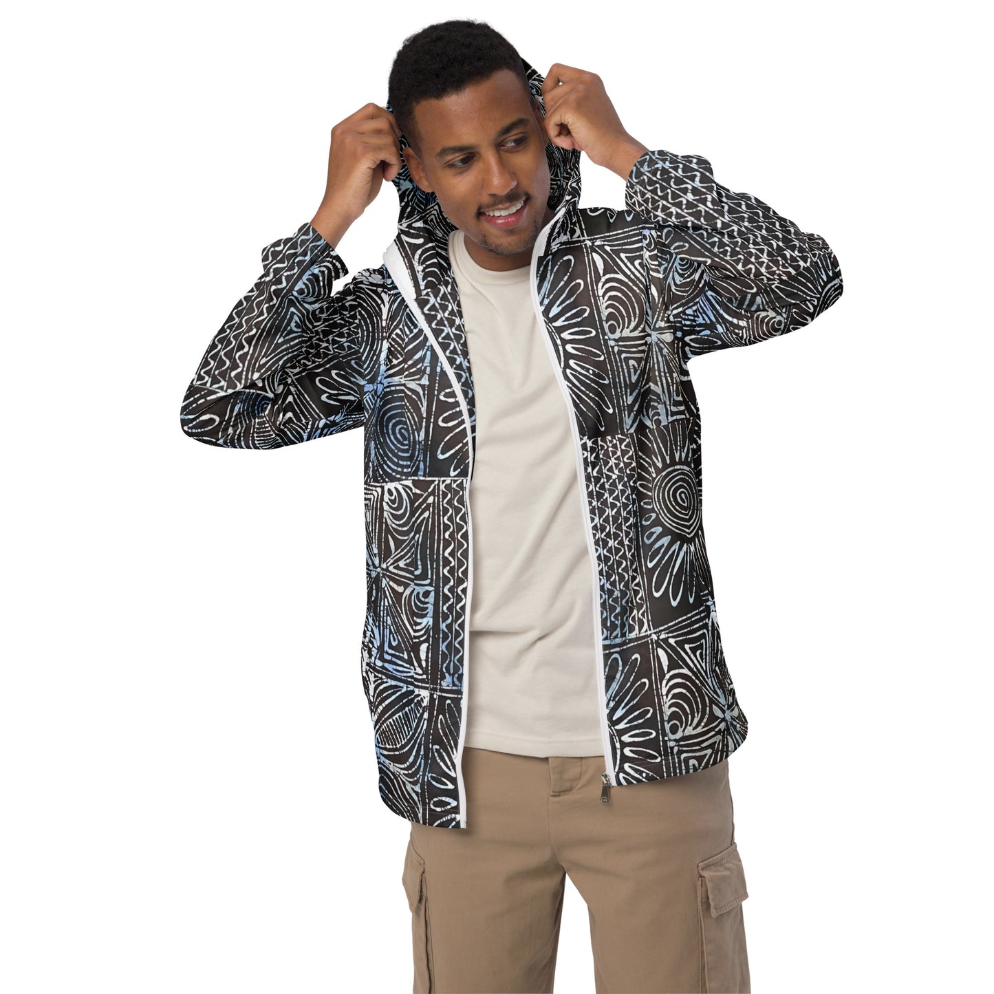 Cyan Print Men’s Windbreaker