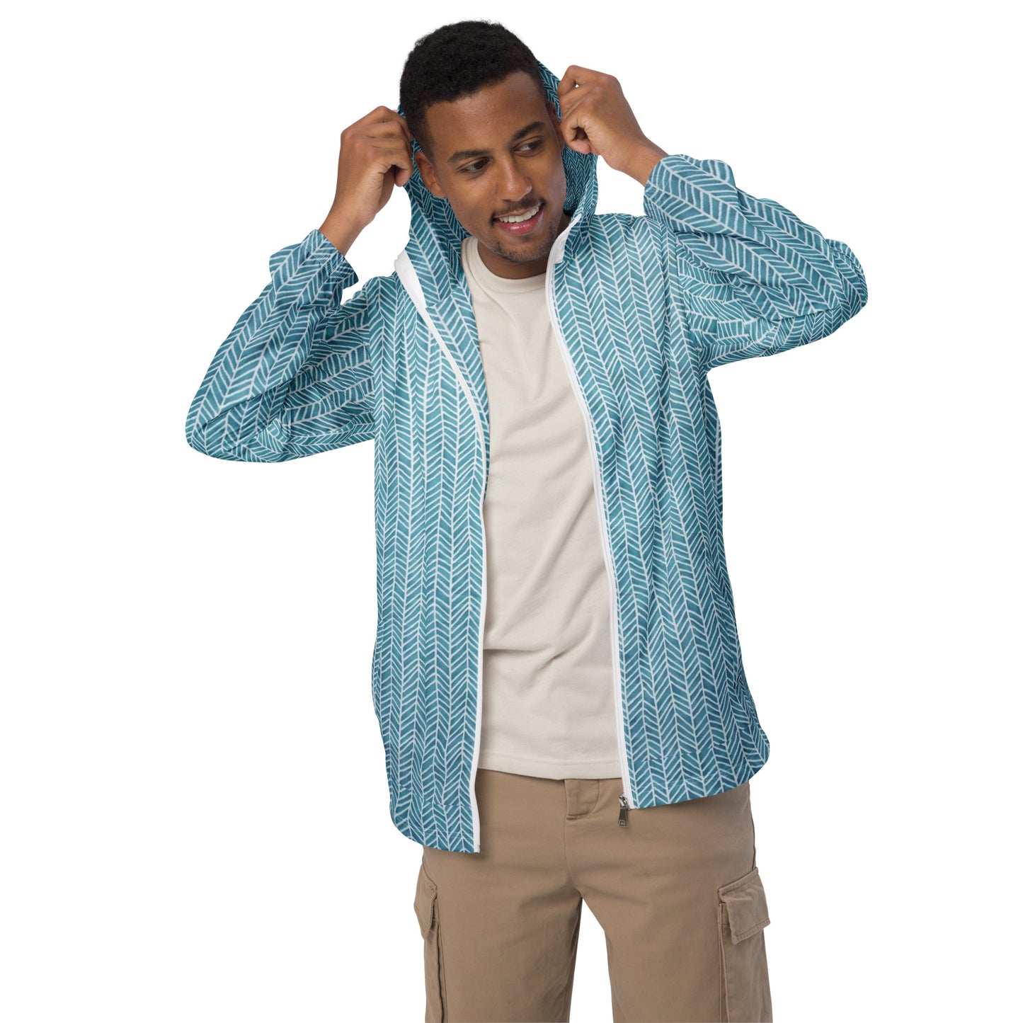 Aqua Chevron Men’s Windbreaker