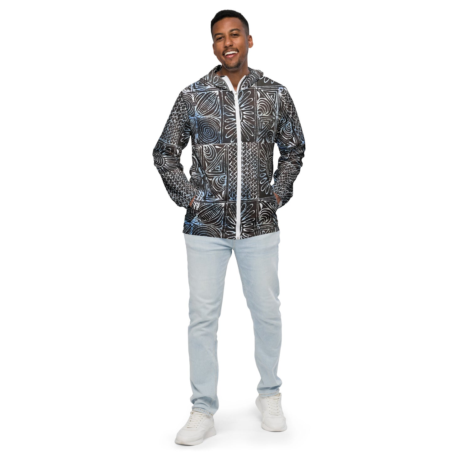 Cyan Print Men’s Windbreaker