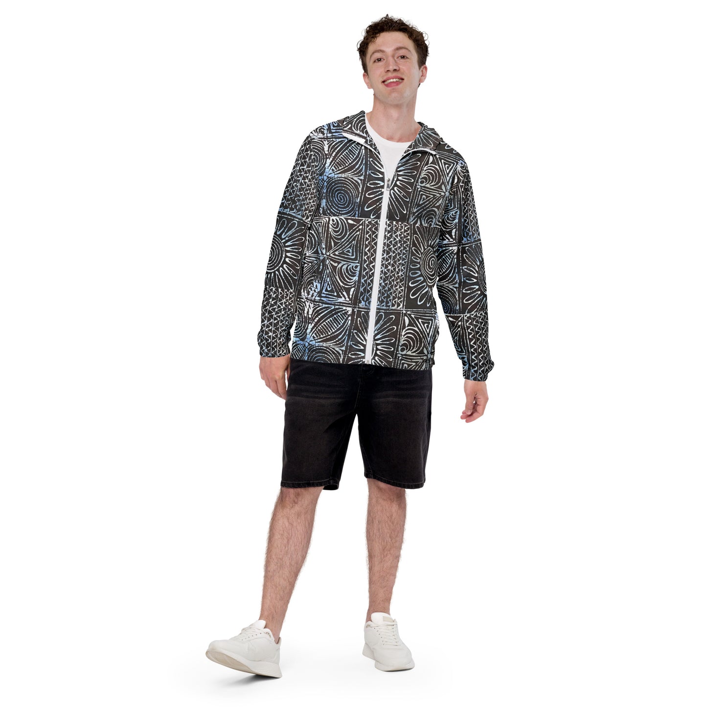 Cyan Print Men’s Windbreaker