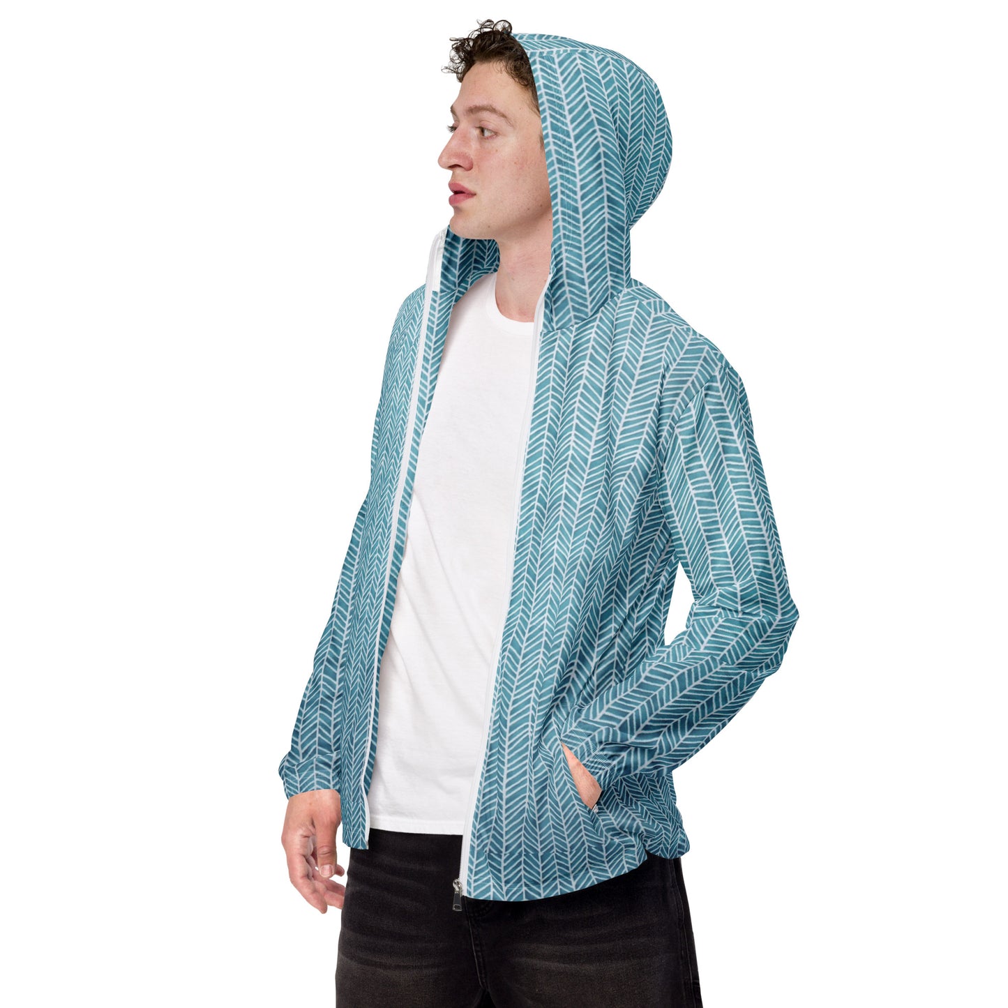 Aqua Chevron Men’s Windbreaker