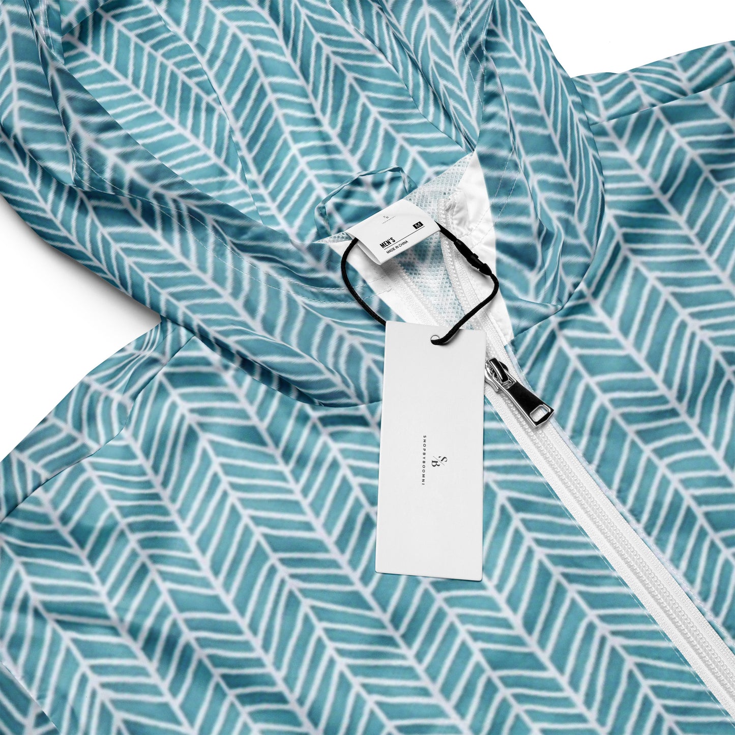 Aqua Chevron Men’s Windbreaker