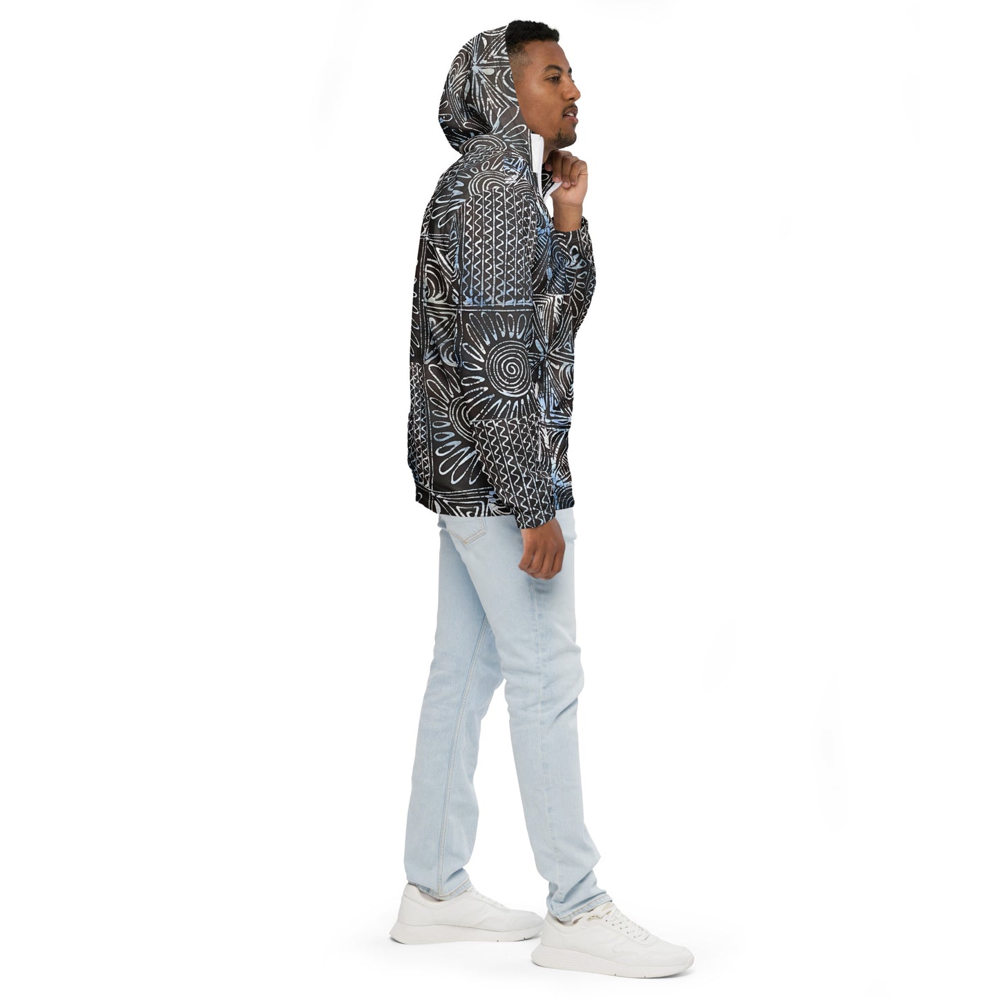 Cyan Print Men’s Windbreaker