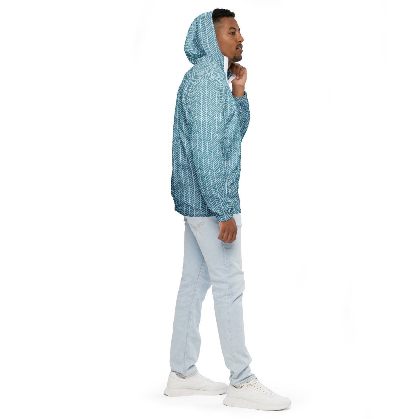 Aqua Chevron Men’s Windbreaker