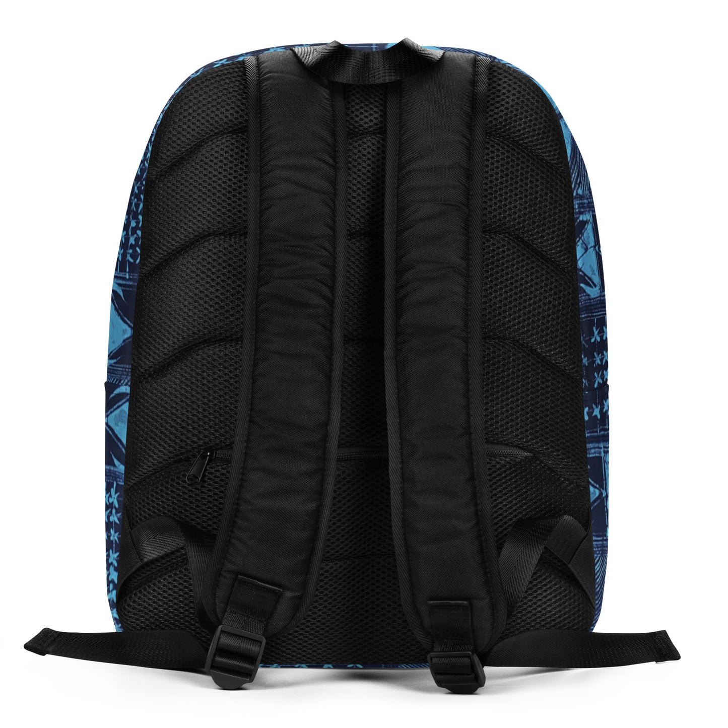 Black And Turquoise Shapes Adire Minimalist Backpack