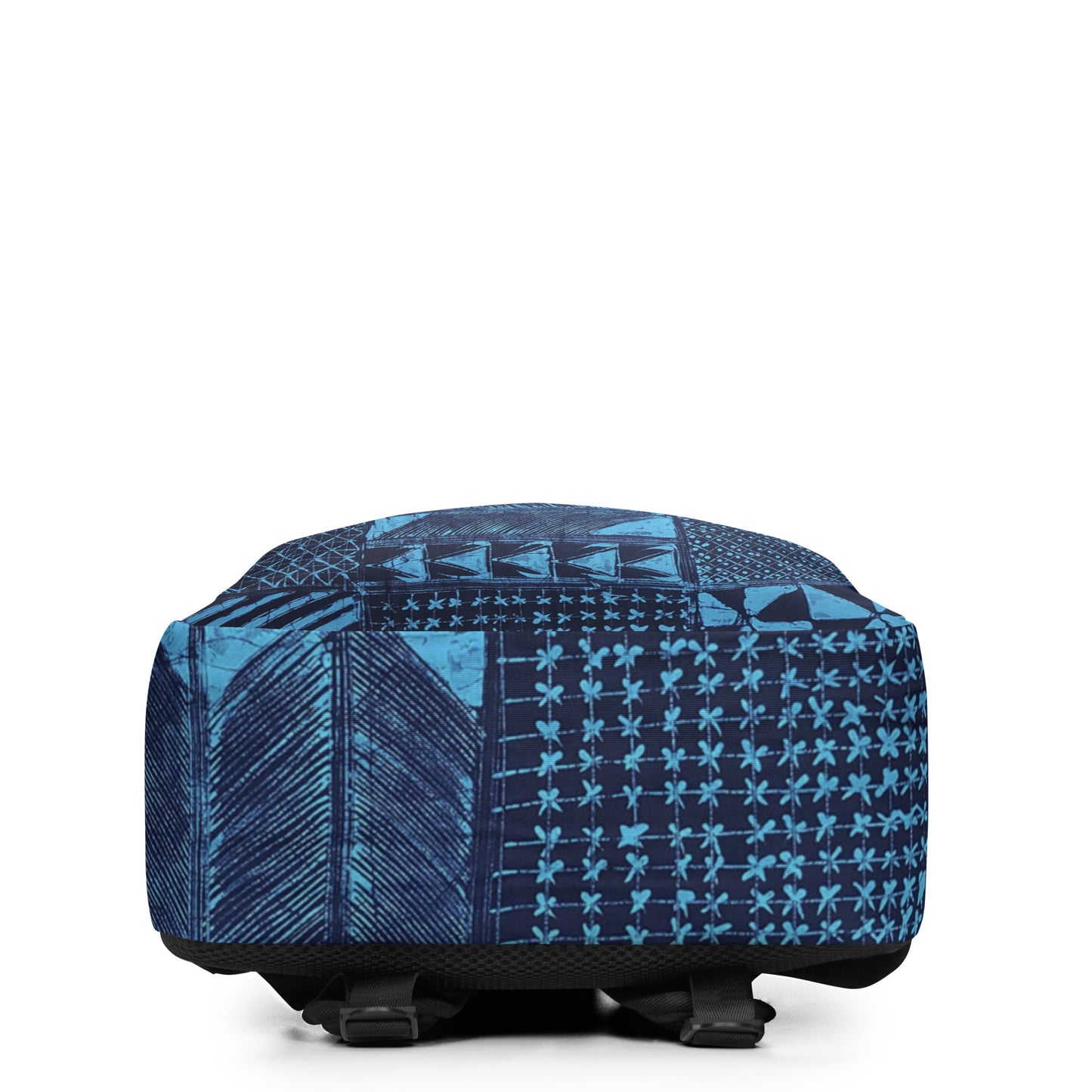 Black And Turquoise Shapes Adire Minimalist Backpack