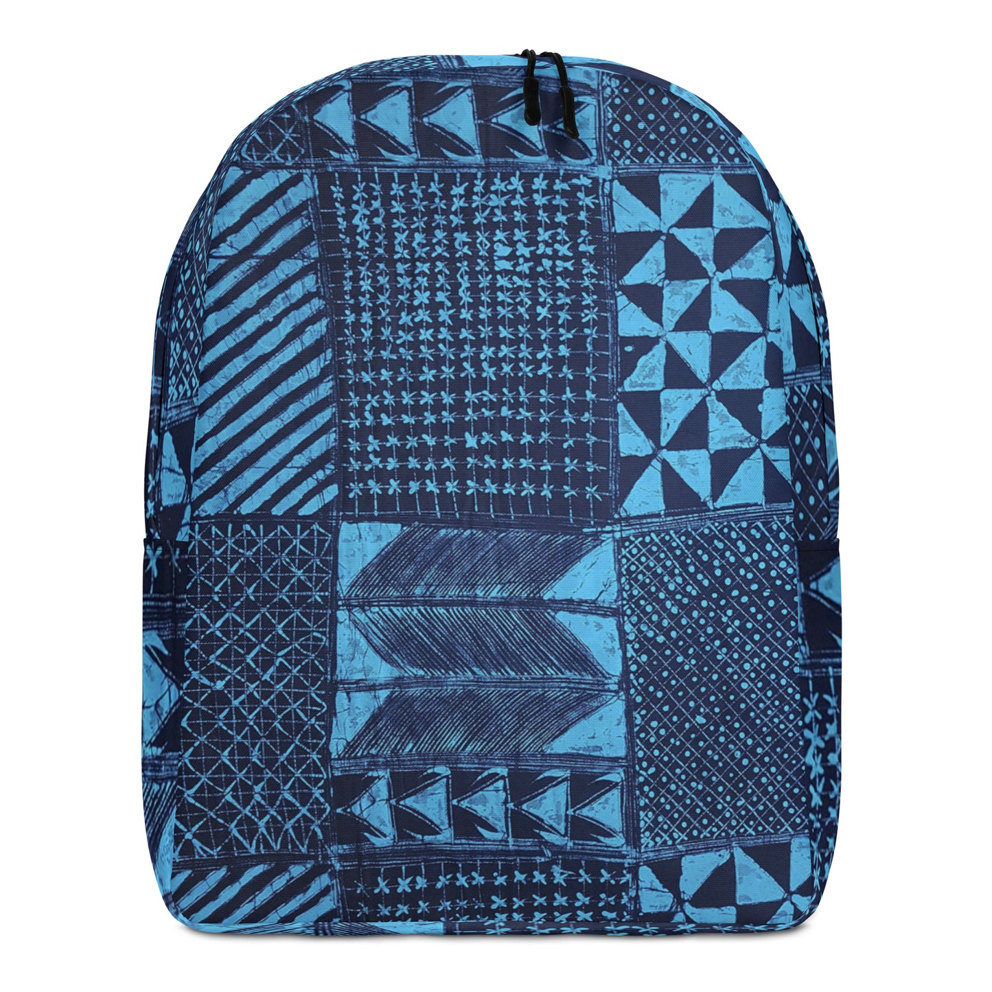 Black And Turquoise Shapes Adire Minimalist Backpack