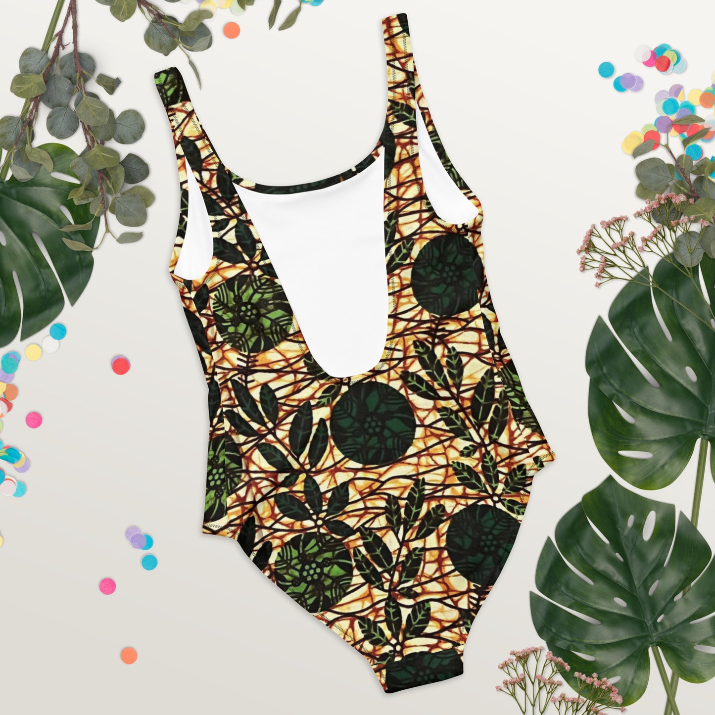 Green Leaf Wine Ankara One-Piece Swimsuit