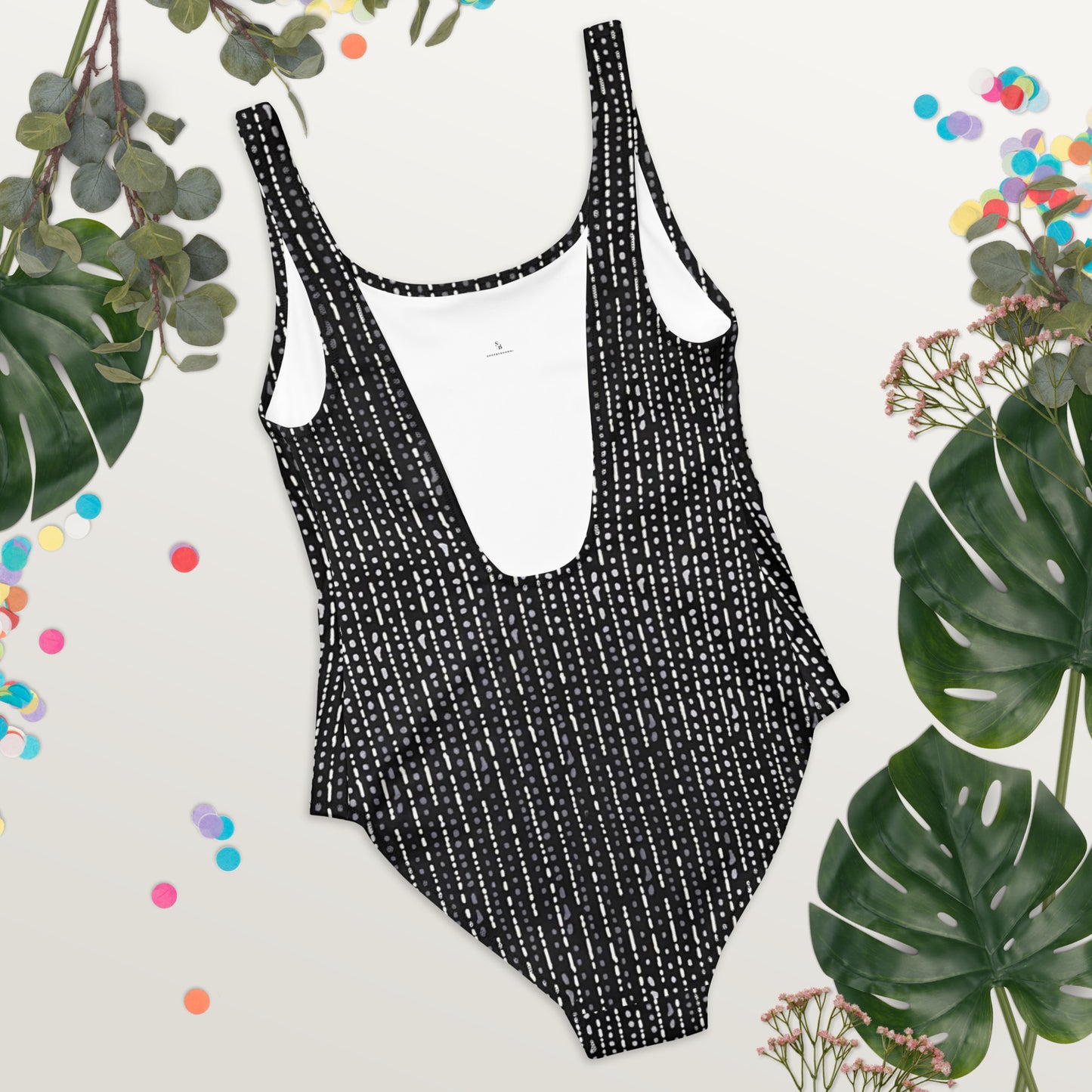 Grey Stripe Adire One-Piece Swimsuit