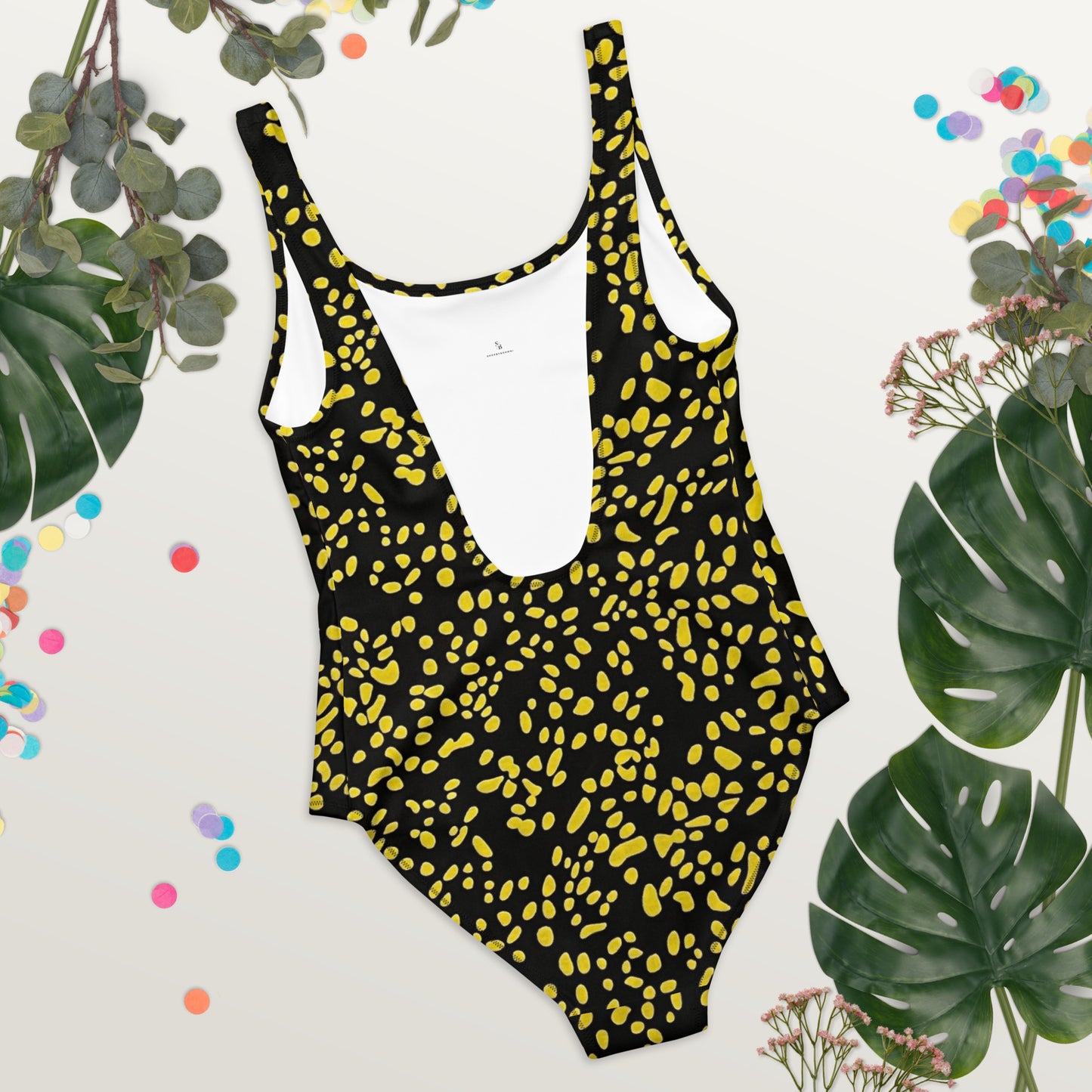 Yellow Dots Adire One-Piece Swimsuit