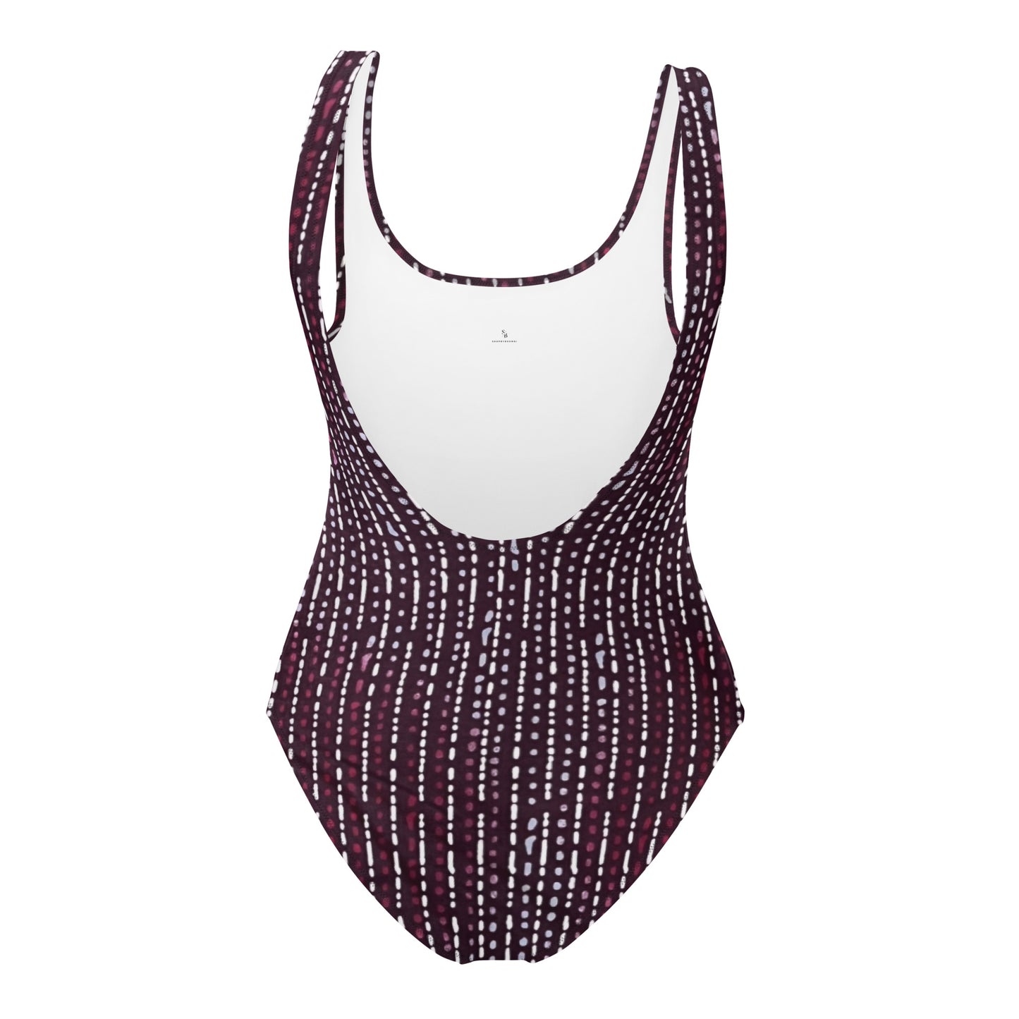 Burgundy Stripe Adire One-Piece Swimsuit