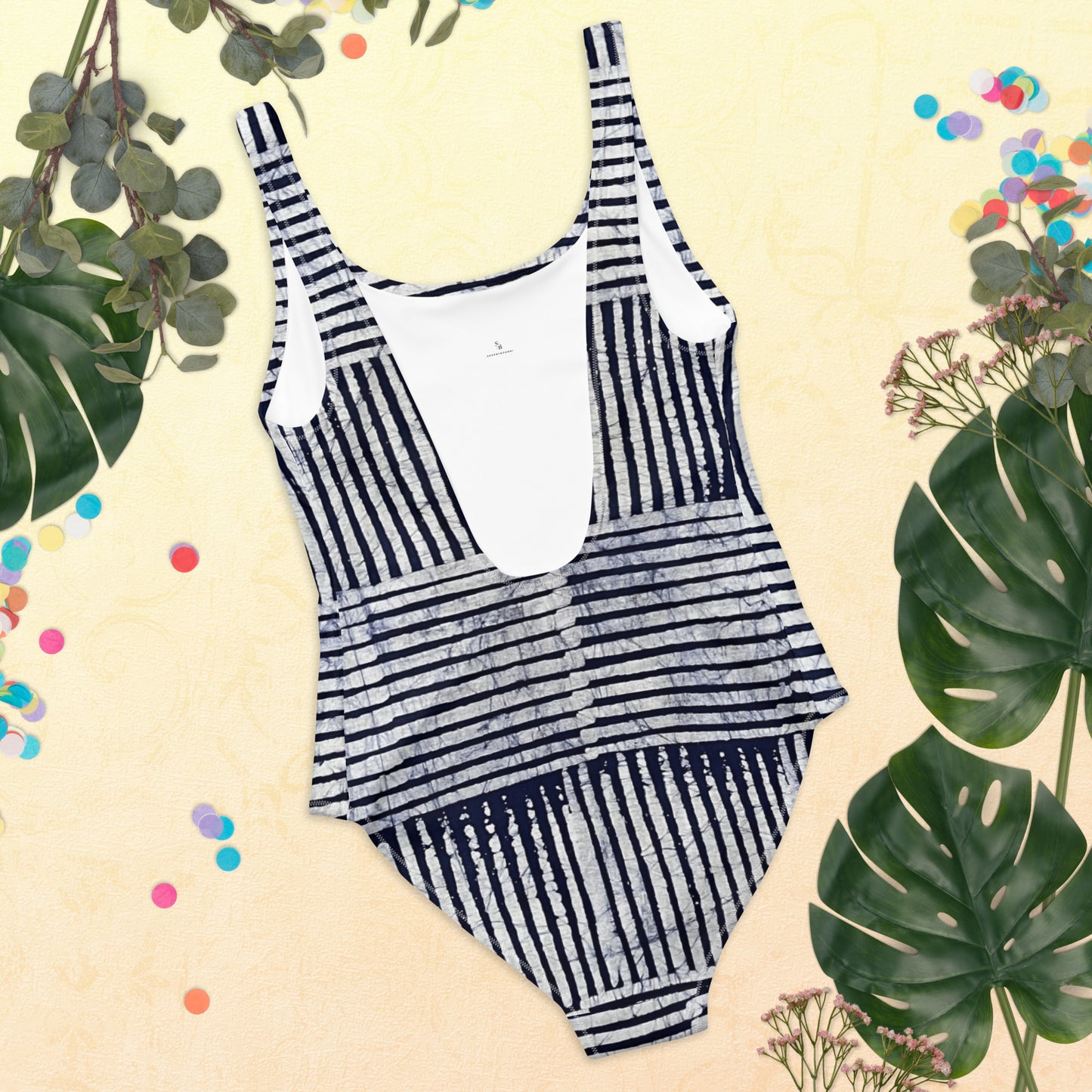 Stripey Adire One-Piece Swimsuit