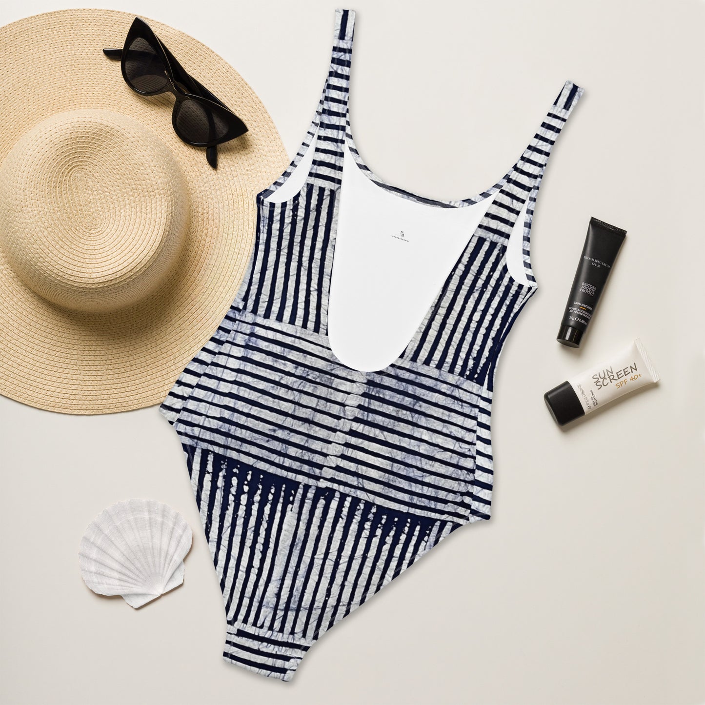 Stripey Adire One-Piece Swimsuit