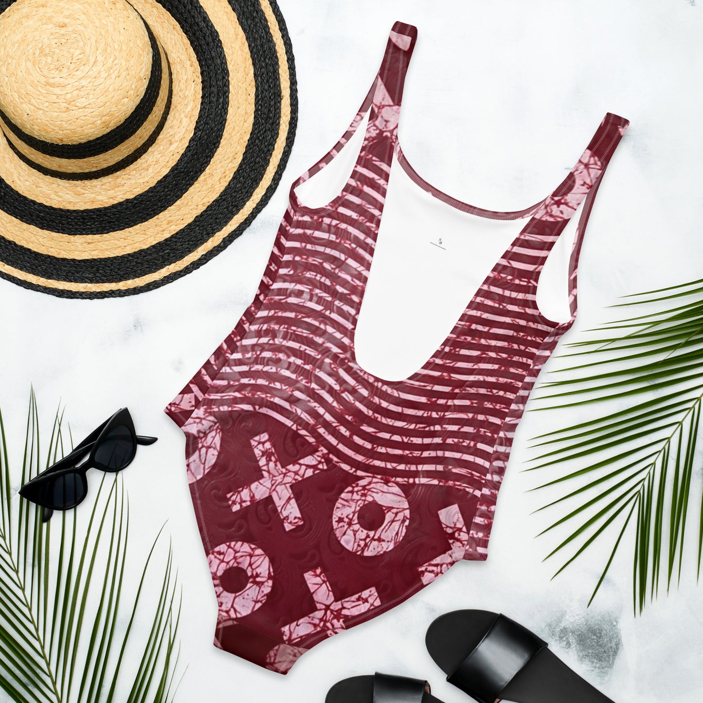 Red XO Adire One-Piece Swimsuit