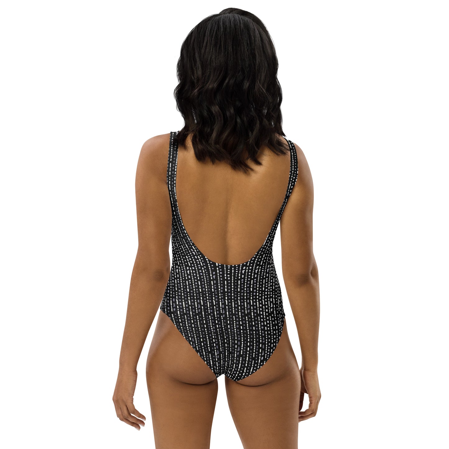 Grey Stripe Adire One-Piece Swimsuit