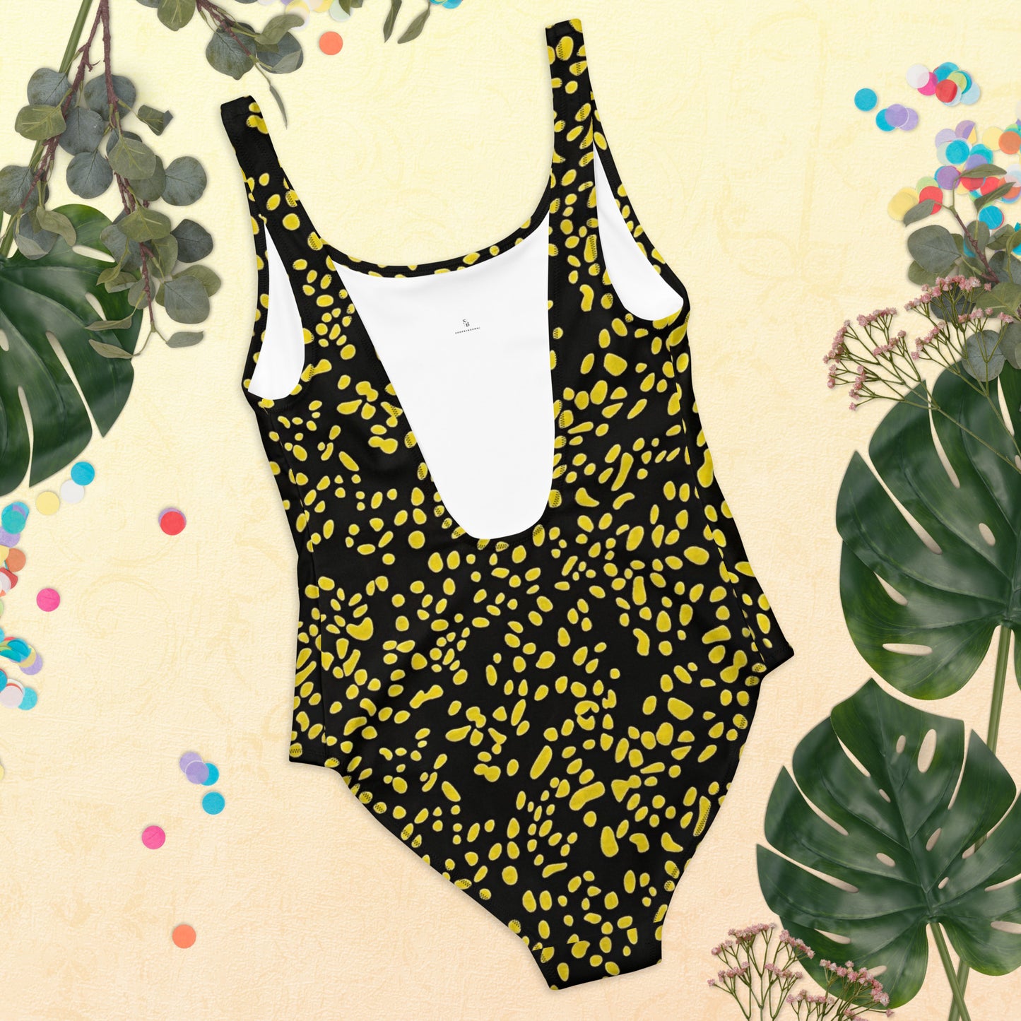 Yellow Dots Adire One-Piece Swimsuit