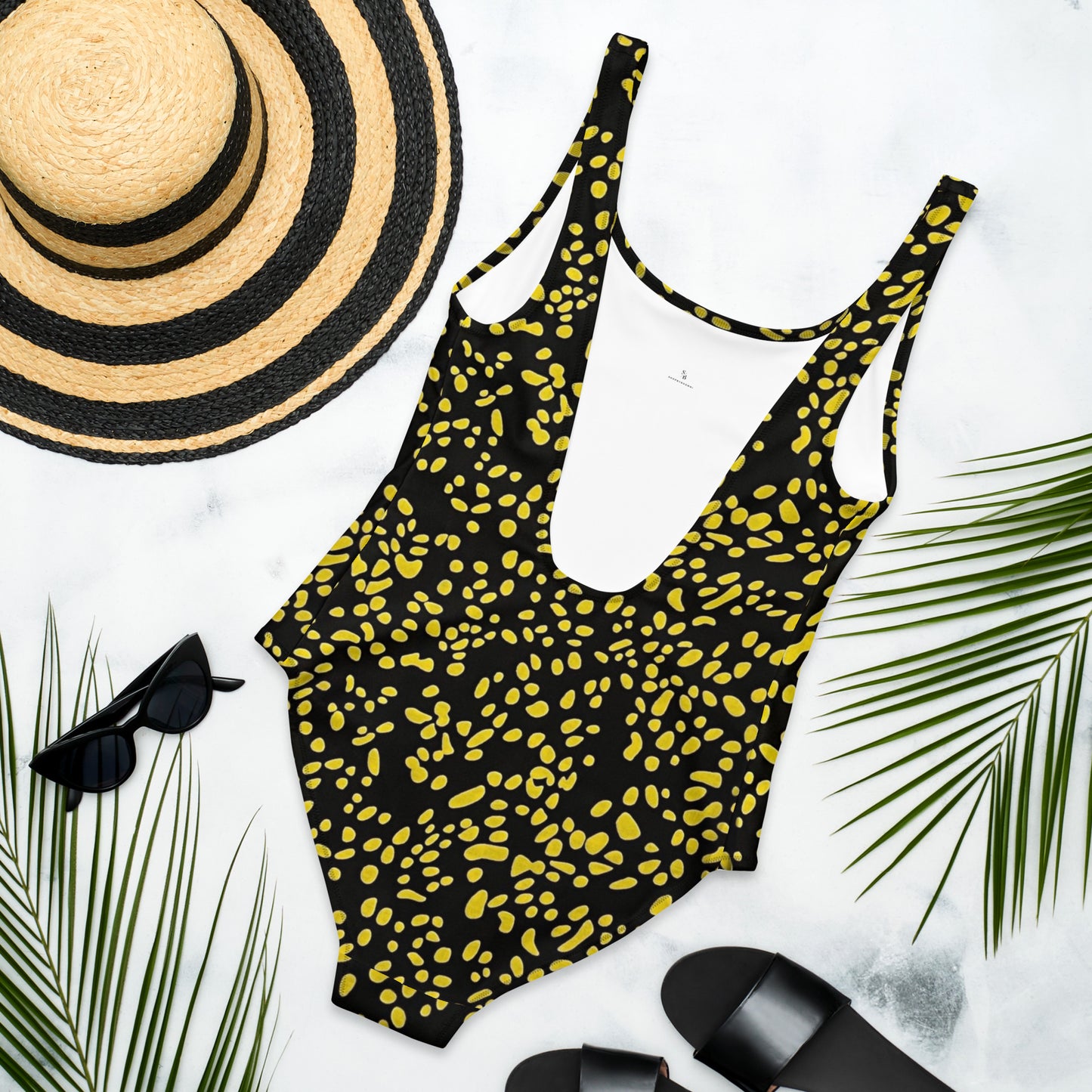 Yellow Dots Adire One-Piece Swimsuit