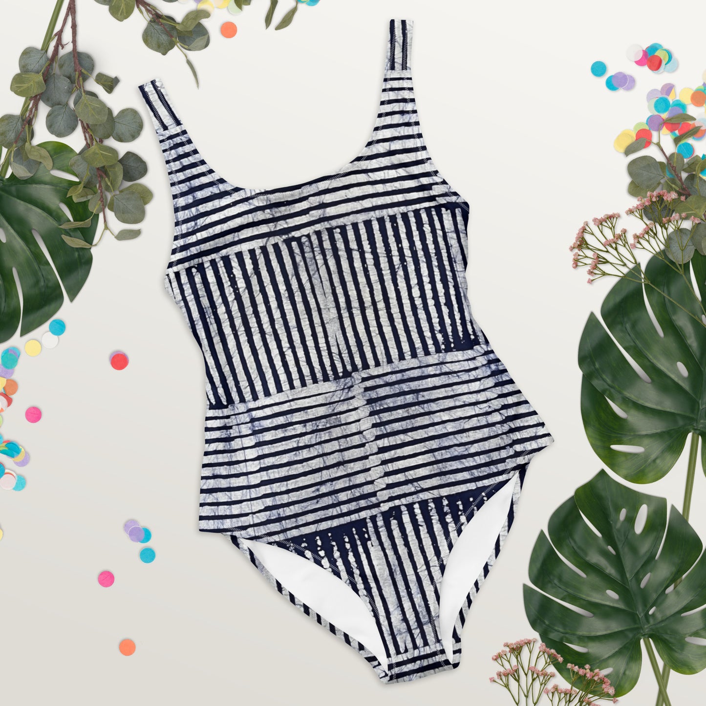 Stripey Adire One-Piece Swimsuit