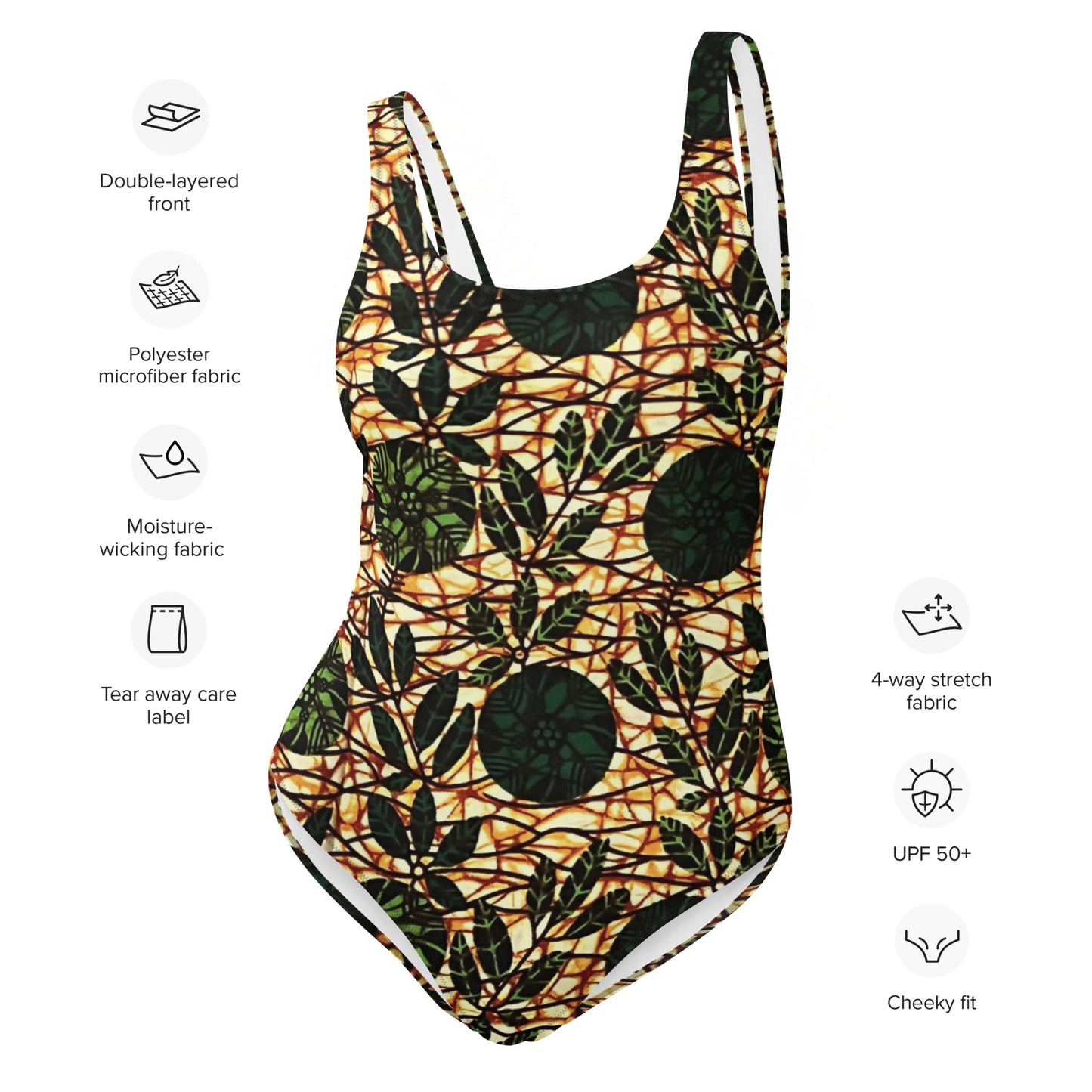 Green Leaf Wine Ankara One-Piece Swimsuit