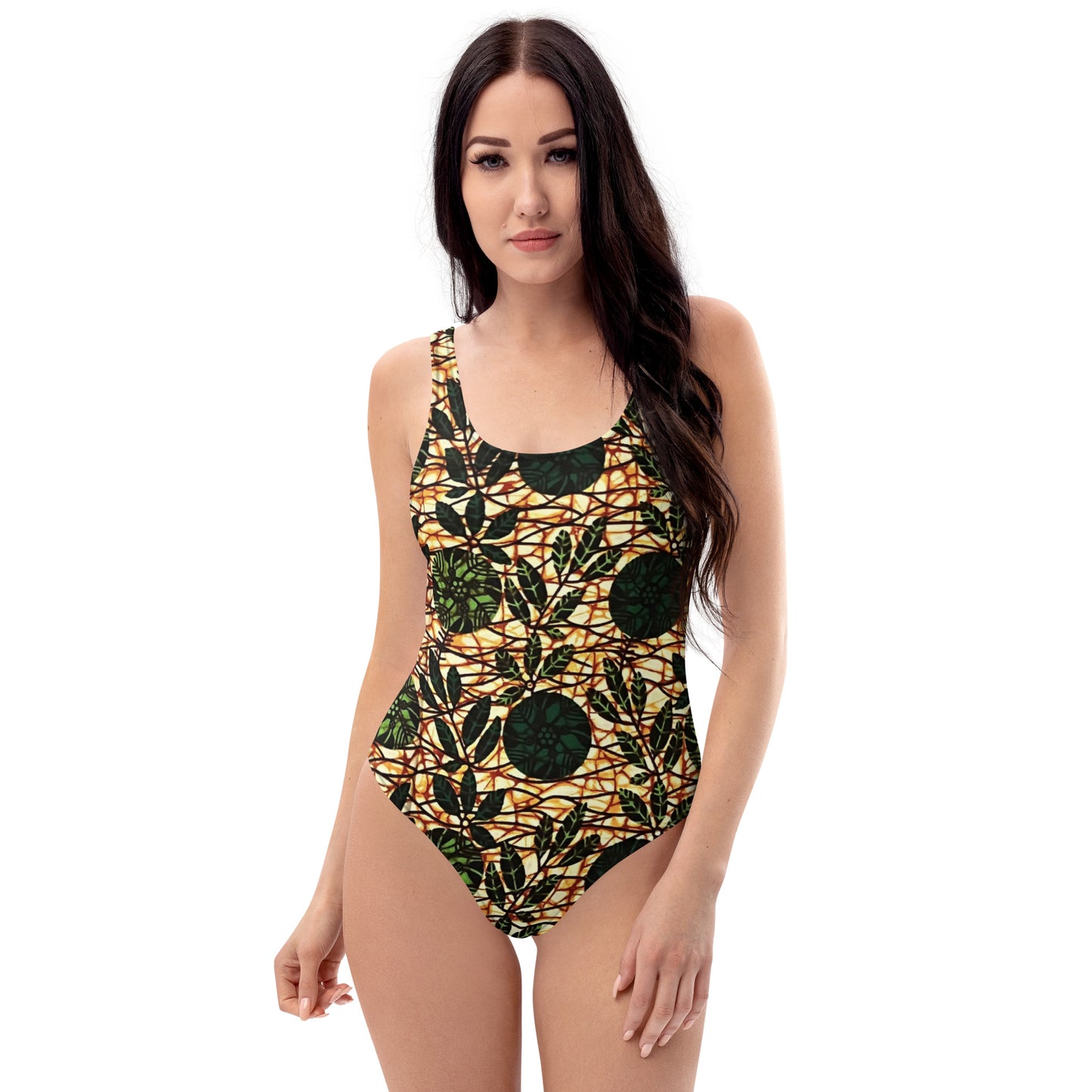 Green Leaf Wine Ankara One-Piece Swimsuit