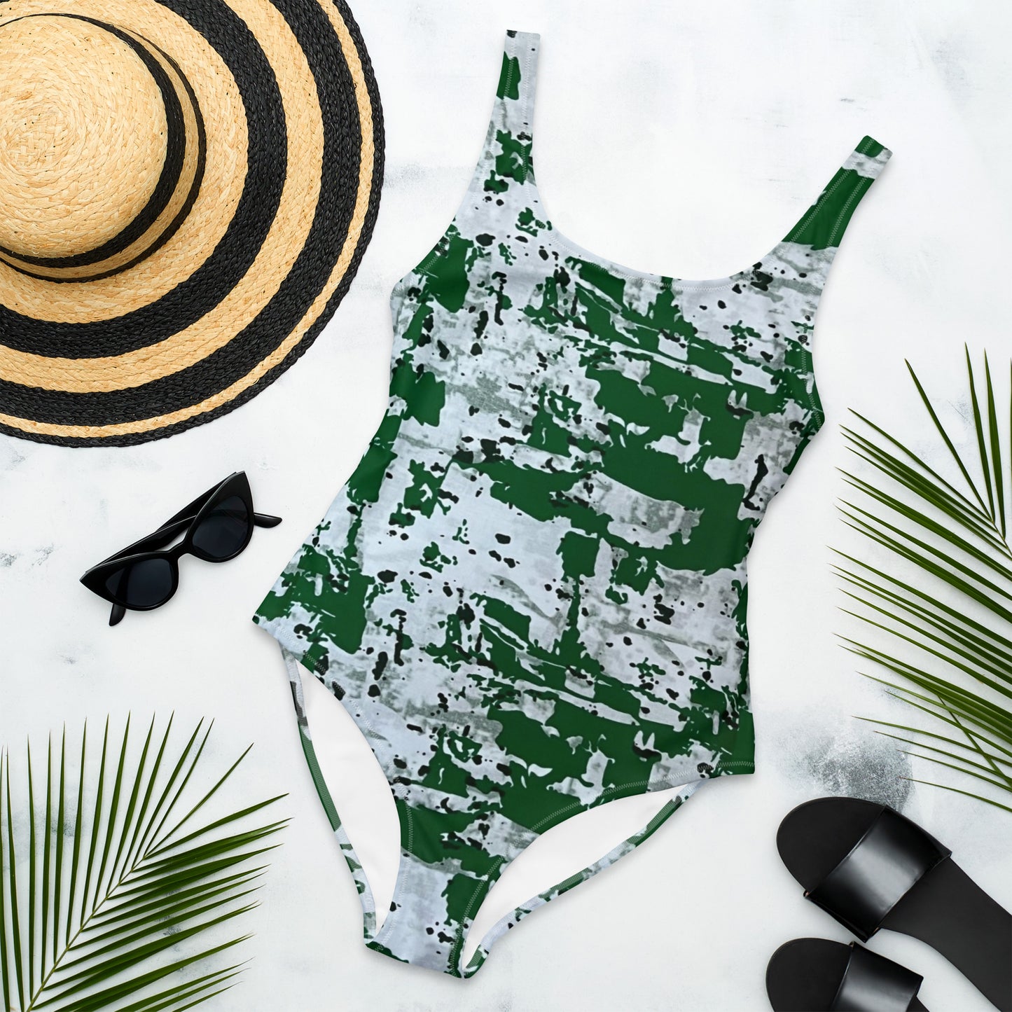 Green Camo Adire One-Piece Swimsuit