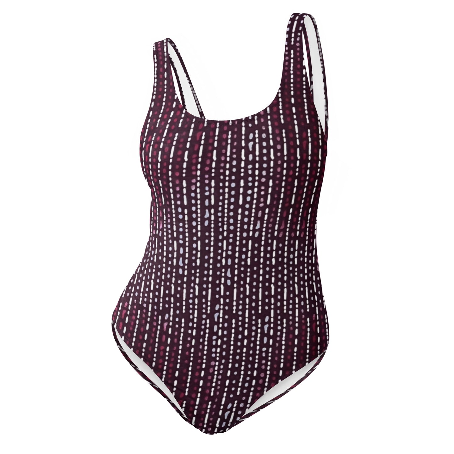 Burgundy Stripe Adire One-Piece Swimsuit