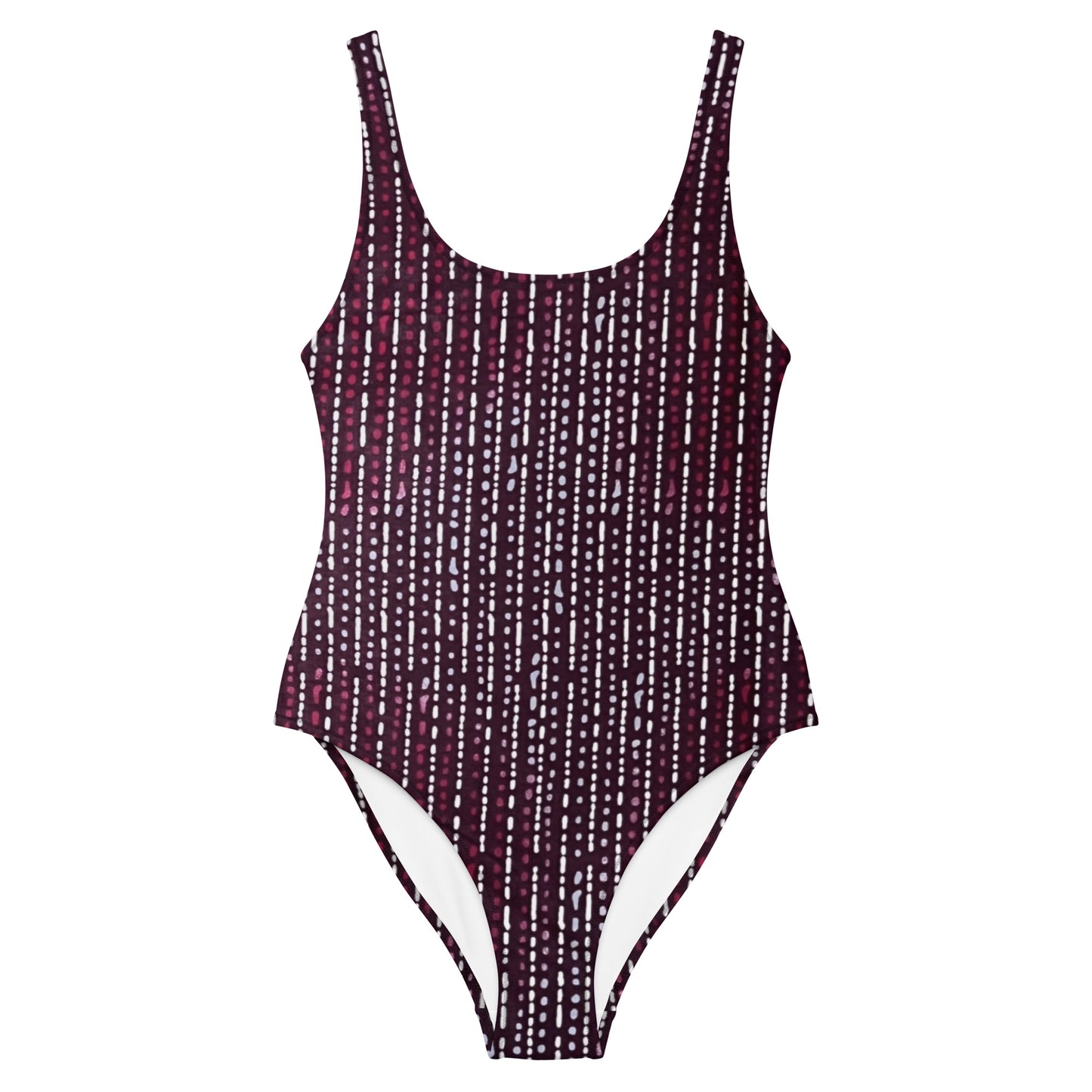 Burgundy Stripe Adire One-Piece Swimsuit