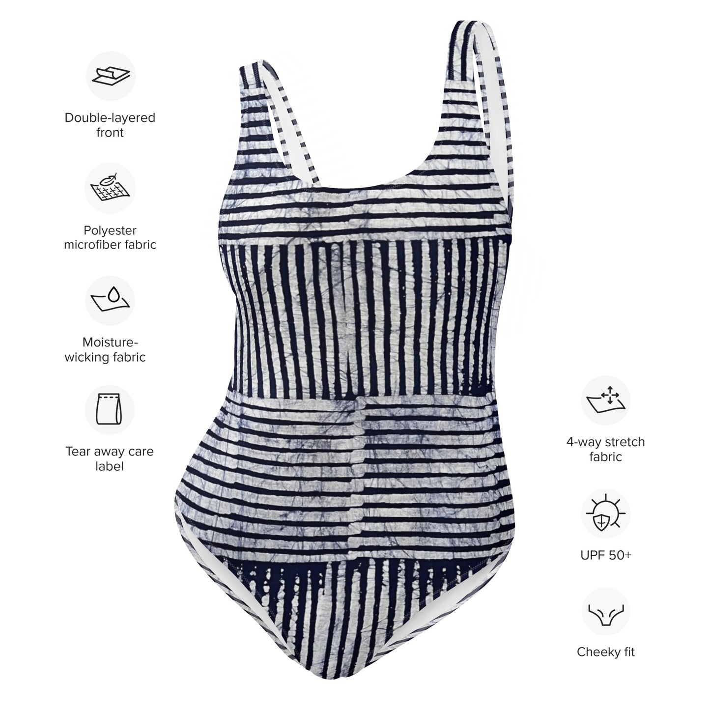 Stripey Adire One-Piece Swimsuit