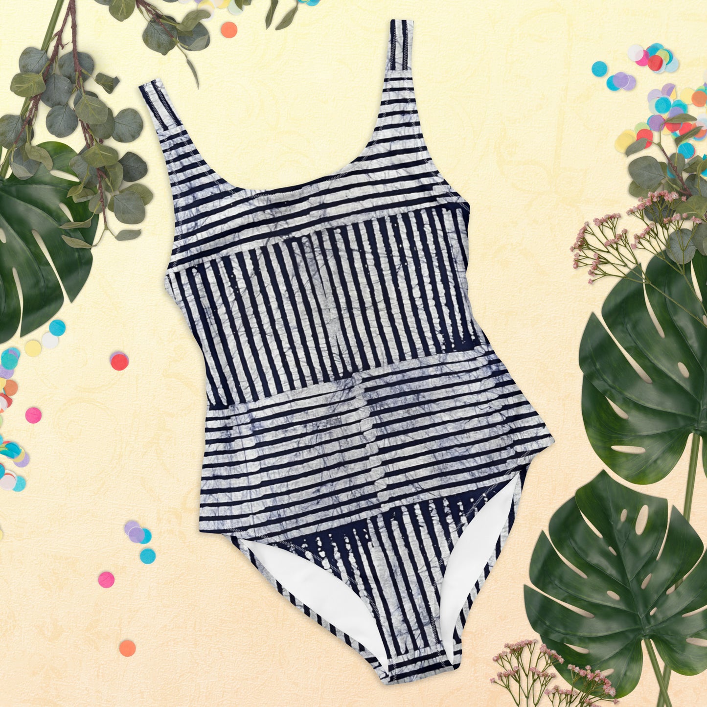 Stripey Adire One-Piece Swimsuit